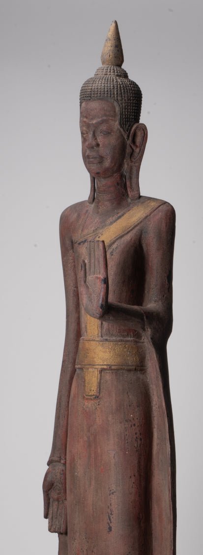 Gran estatua de Buda - Estatua de Buda de Buda de Madera de estilo antiguo de estilo jemer - 163 cm/65 "