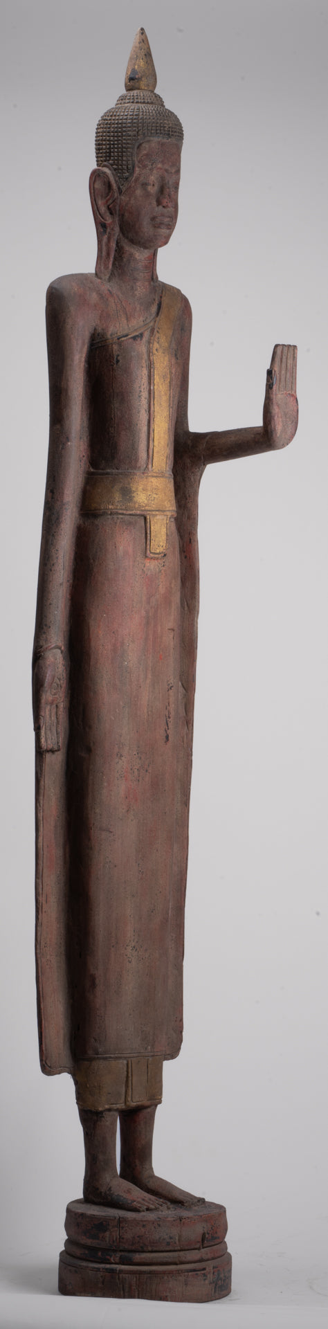 Gran estatua de Buda - Estatua de Buda de Buda de Madera de estilo antiguo de estilo jemer - 163 cm/65 "