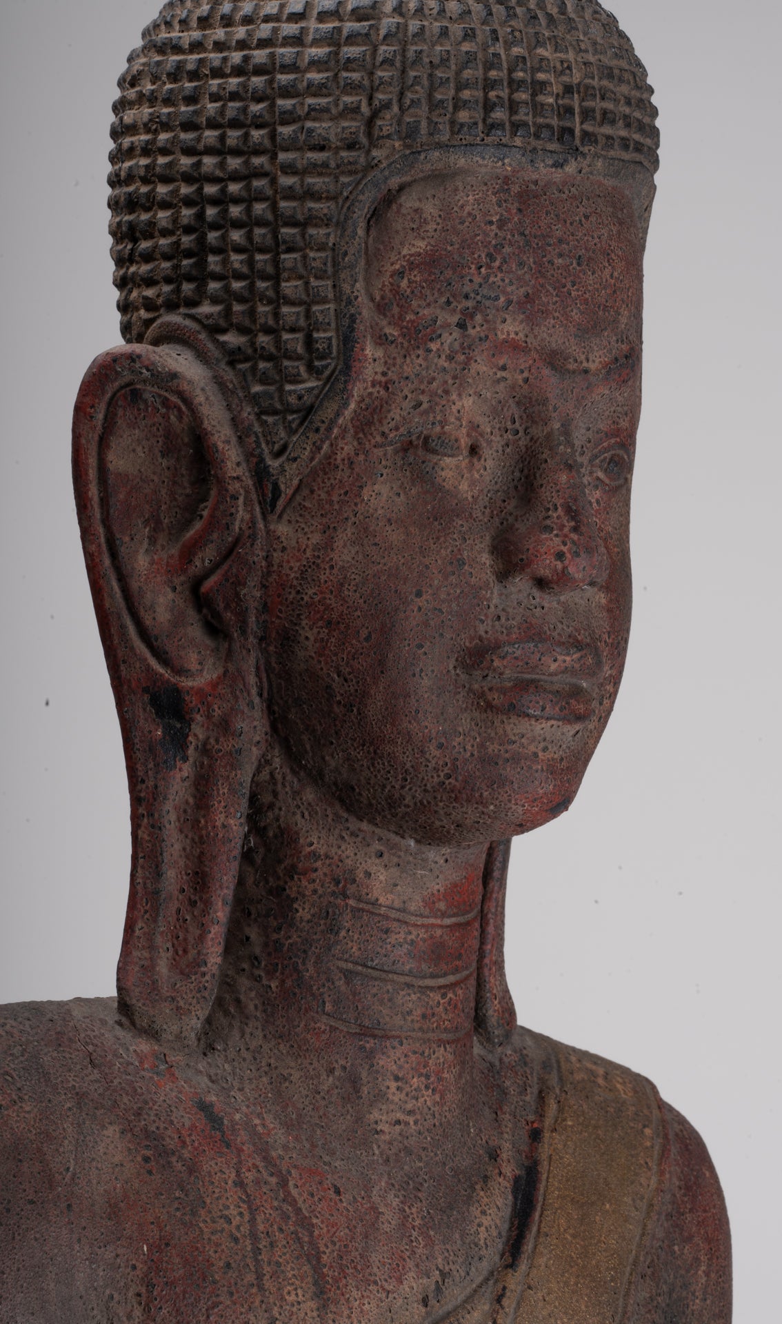 Gran estatua de Buda - Estatua de Buda de Buda de Madera de estilo antiguo de estilo jemer - 163 cm/65 "