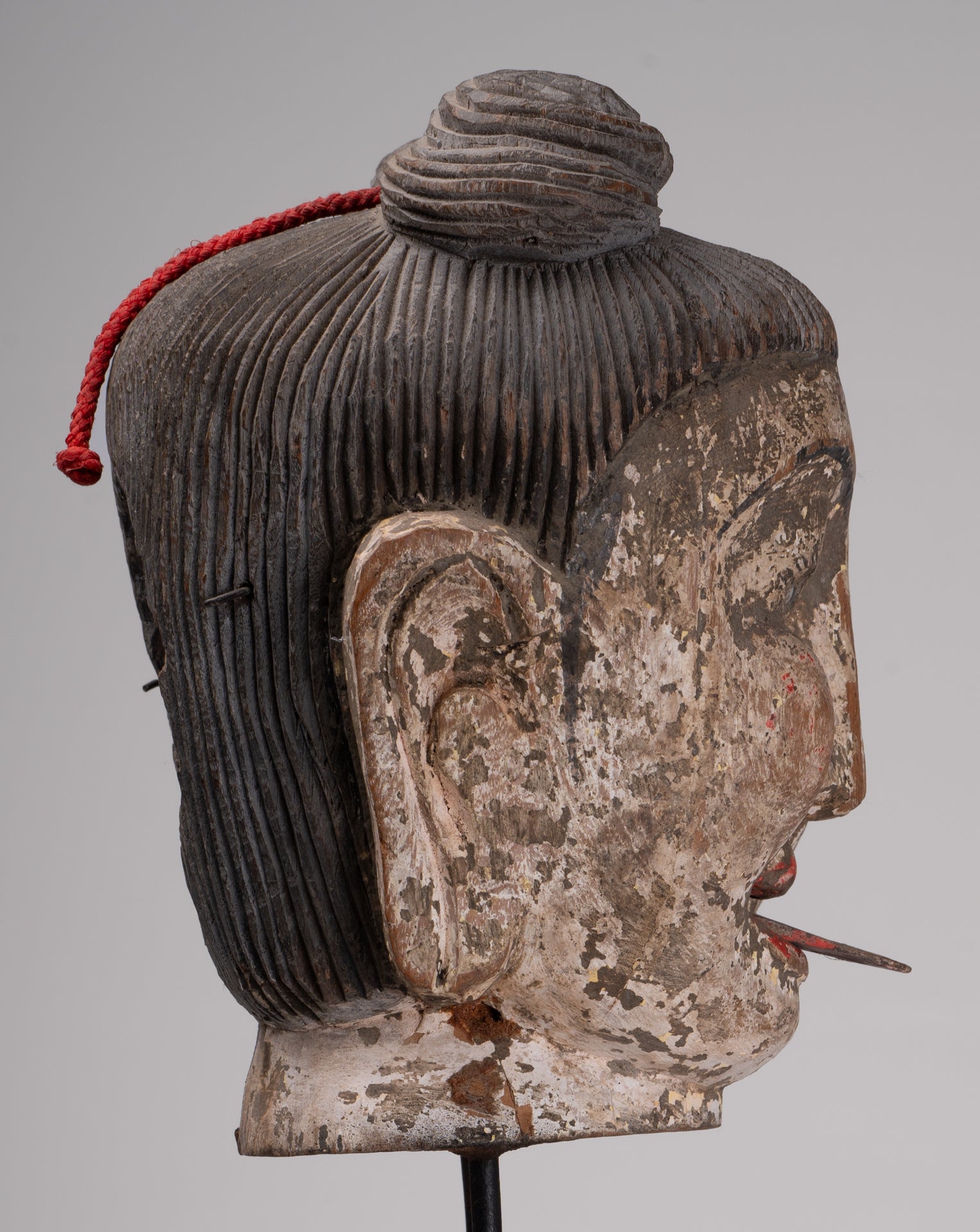 Antique Puppet Statue - Antique Burmese Style Painted Wood Puppet Head - 49cm/20"