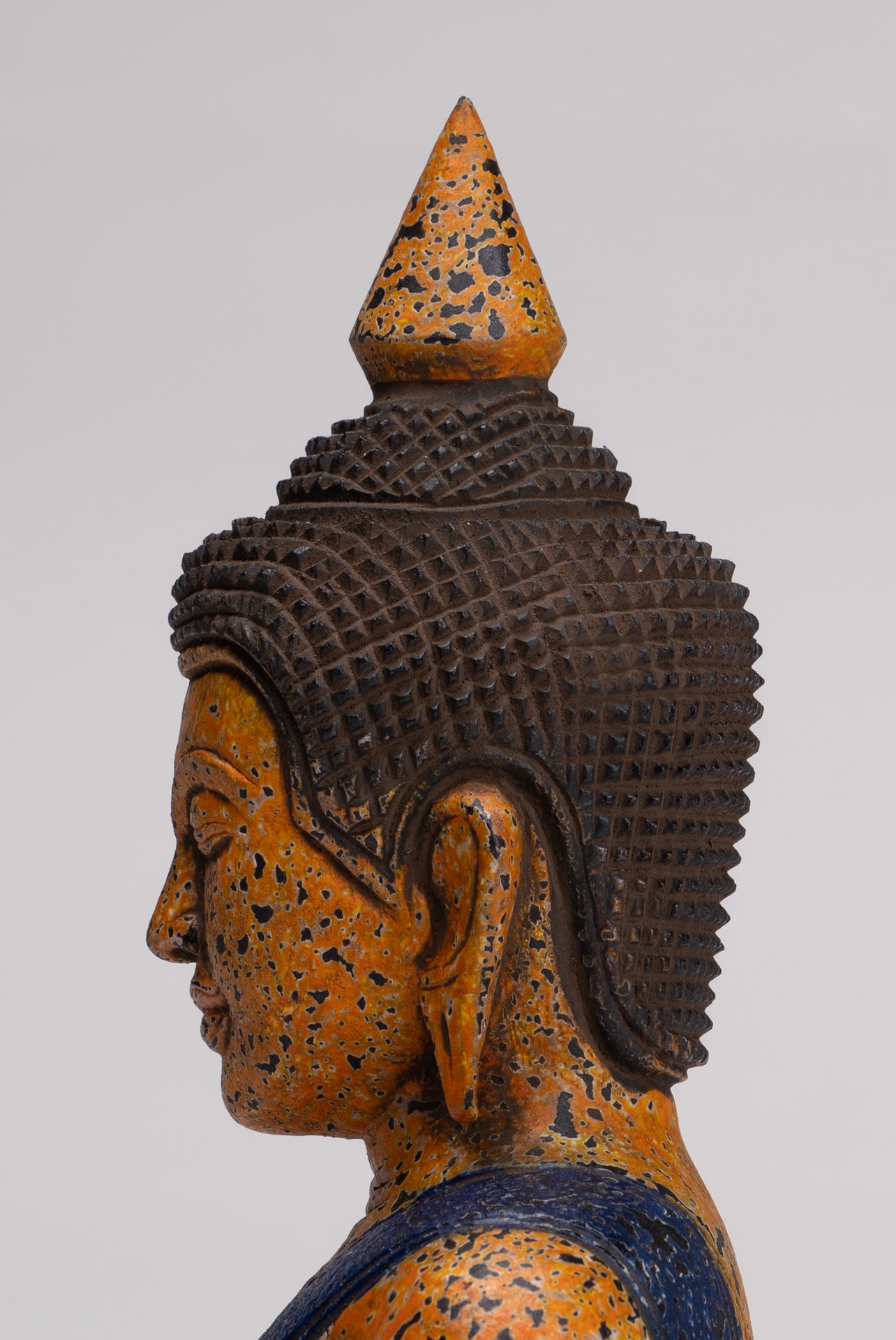 Buddha Statue - Antique Khmer Style Cambodia Seated Wood Buddha Statue Teaching Mudra - 27cm/11"