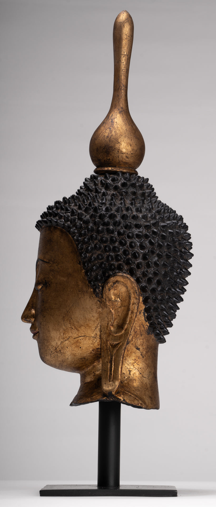 Antique Burmese Style Shan Gold Lacquer Buddha Head - 56cm/22"