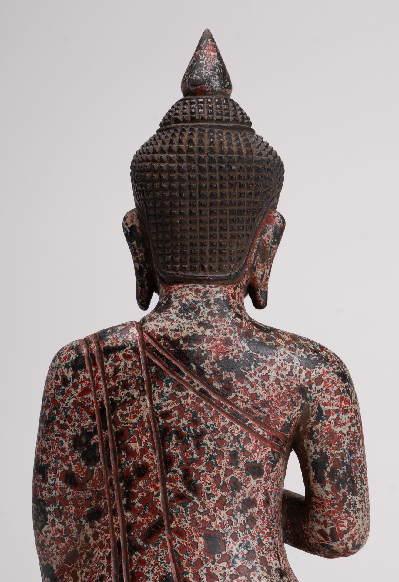 Buddha Statue - Antique Khmer Style Cambodia Seated Wood Buddha Statue Teaching Mudra - 27cm/11"