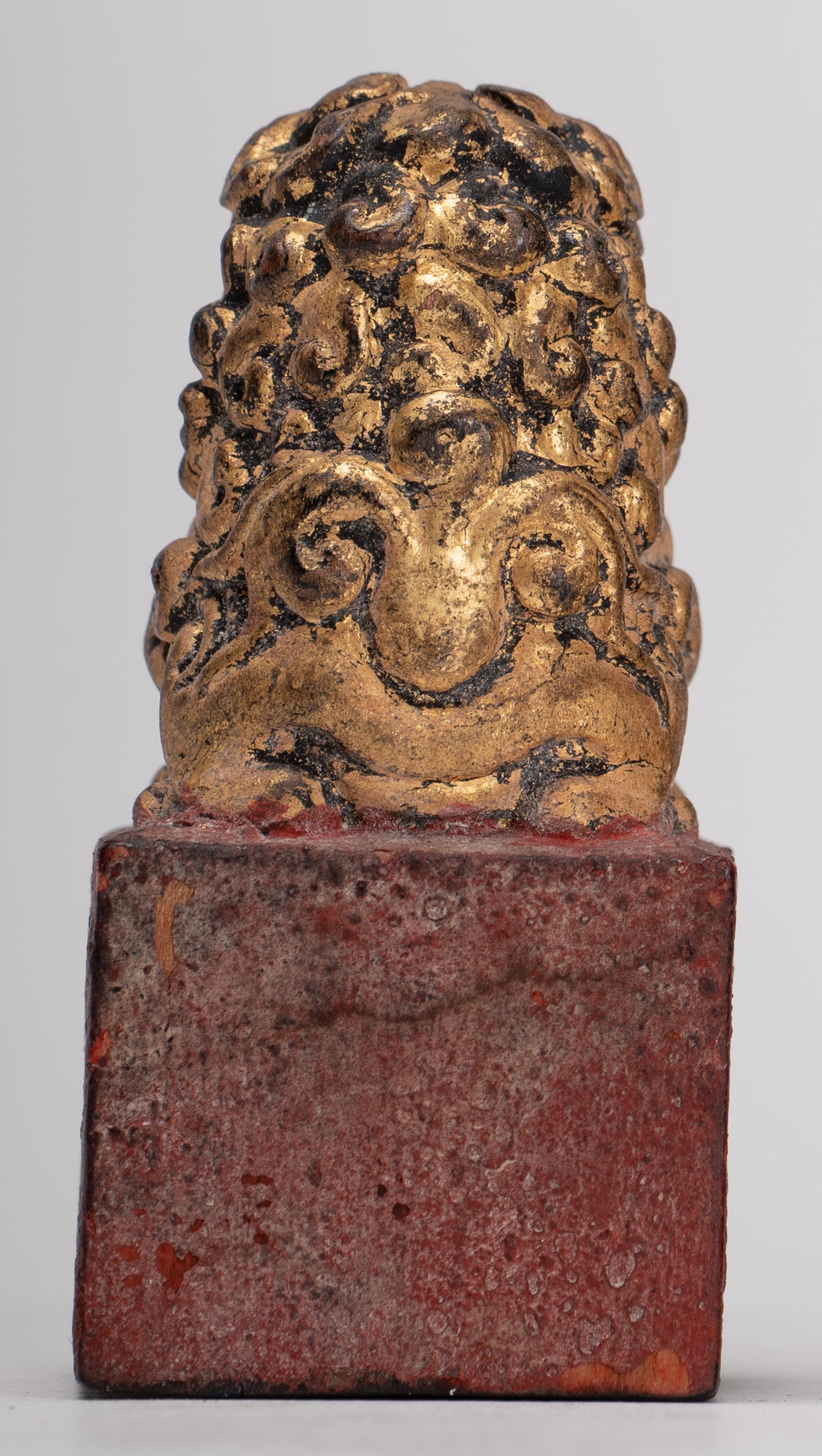 Antique Chinese Style Wood Temple Guardian Lions Shishi Lions Foo Dogs Imperial Lions (Pair) - 8cm/3"