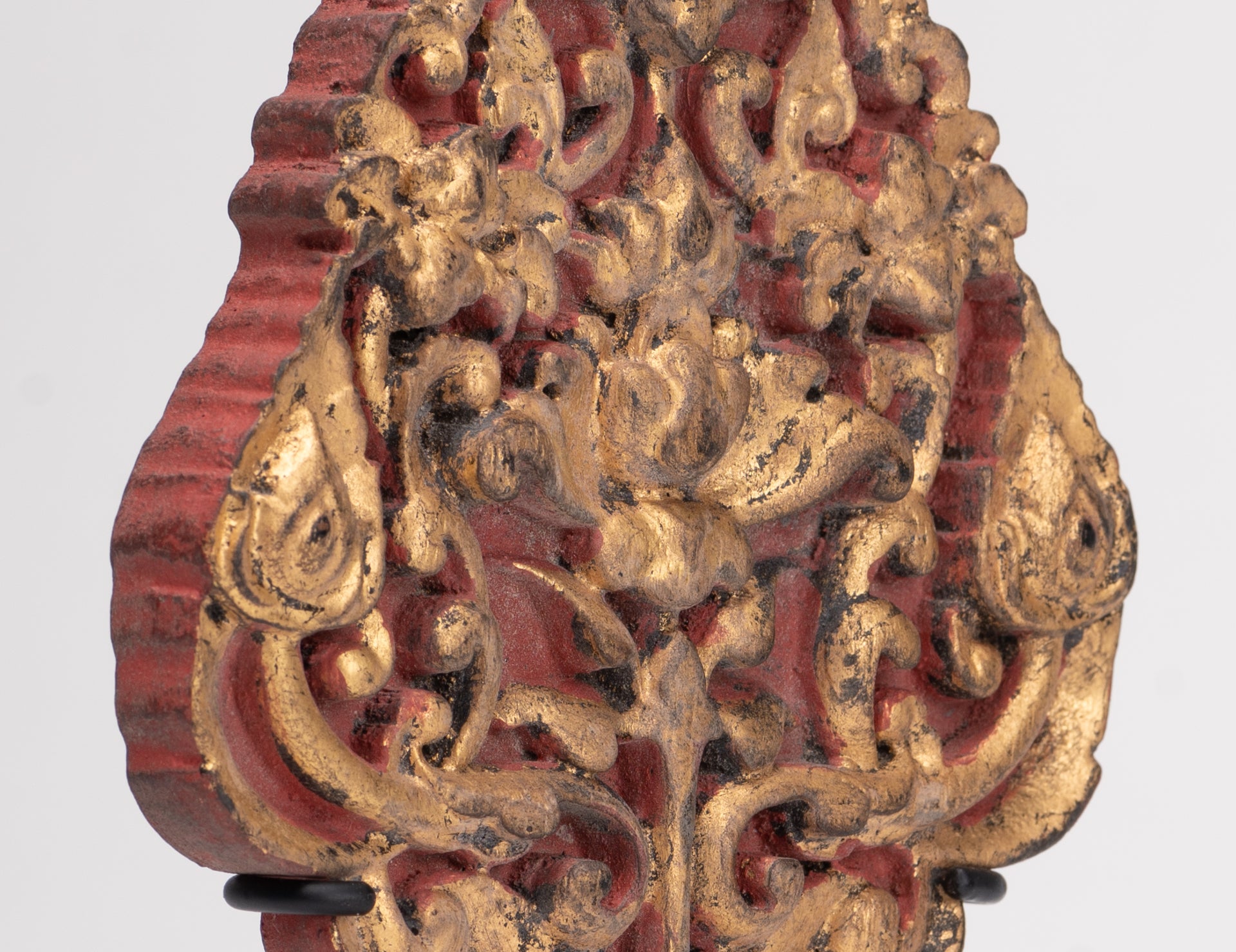 Antique Thai Style Wood Devotional Buddha Fan - 26.5cm/11"