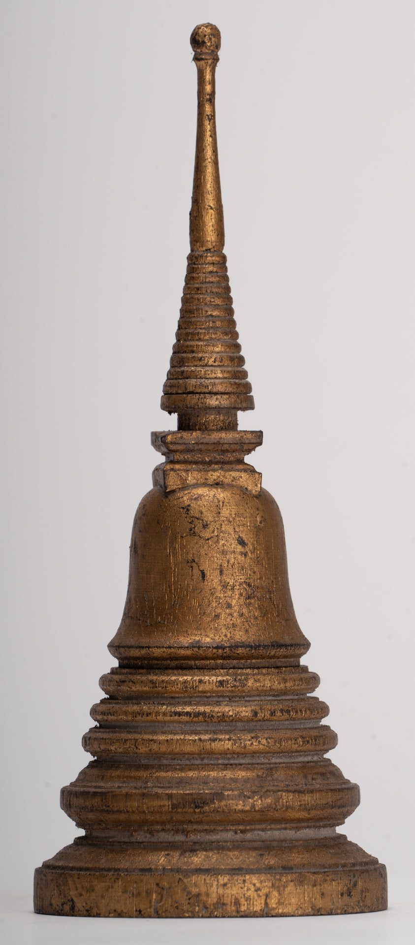 Buddhist Stupa - Antique Thai Style Wood Nirvana Stupa or Chedis - 20cm/8"