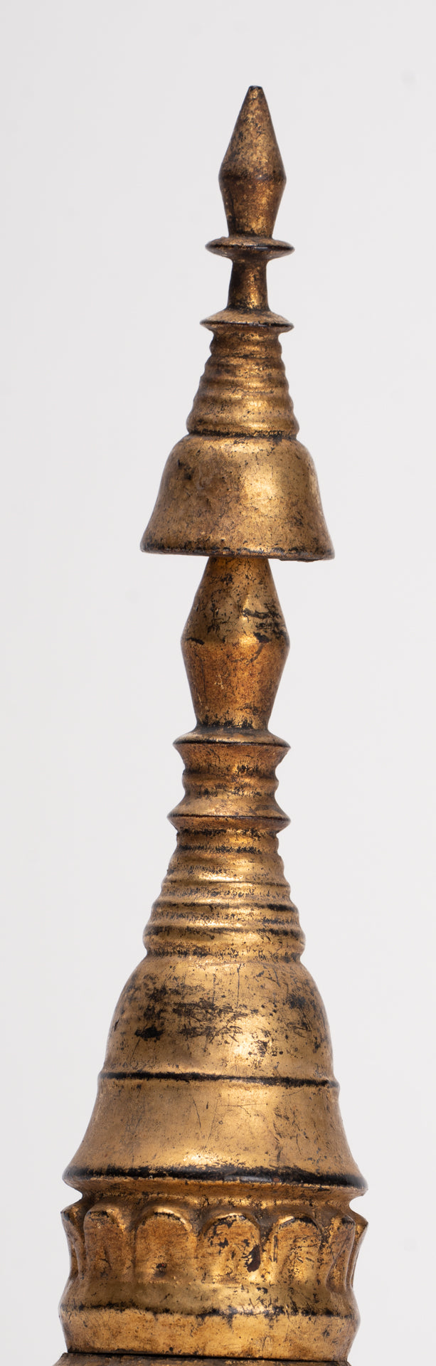 Buddhist Stupa - Antique Burmese Style Wood Nirvana Stupa or Chedis - 25cm/10"