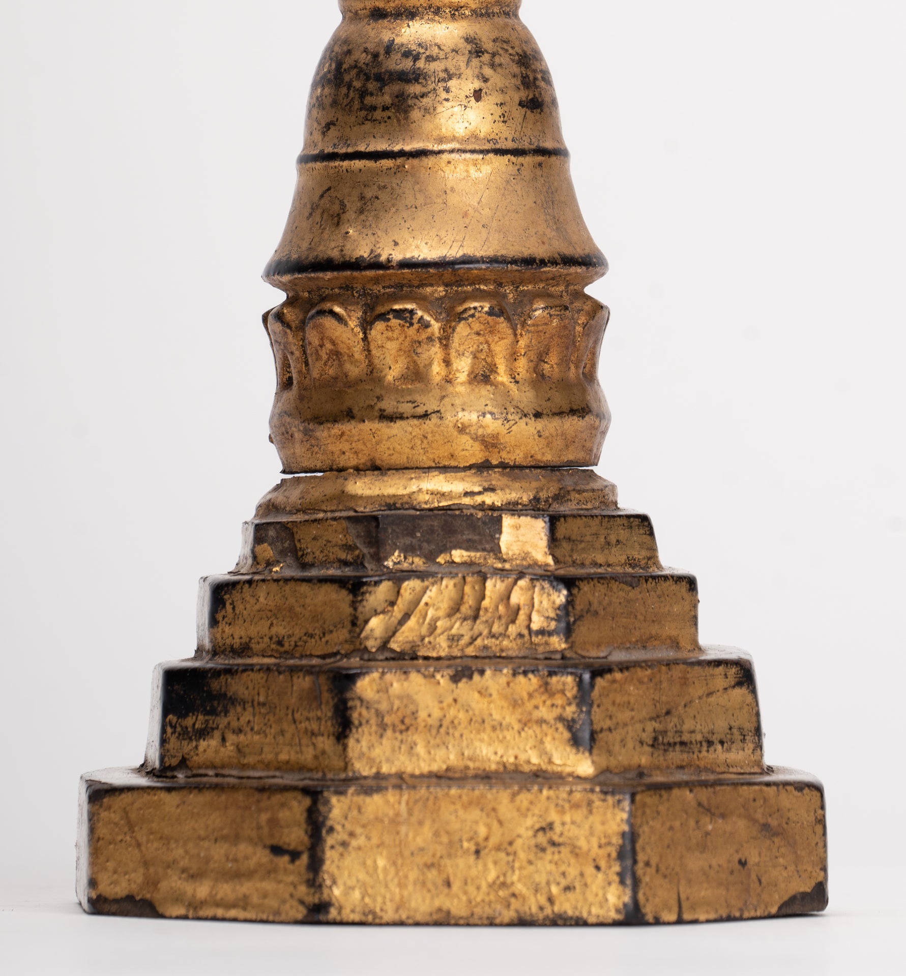 Buddhist Stupa - Antique Burmese Style Wood Nirvana Stupa or Chedis - 25cm/10"