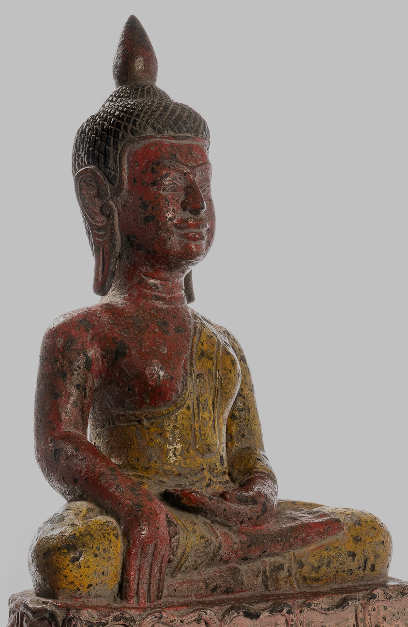 Buddha Statue - Antique Khmer Style SE Asia Wood Enlightenment Buddha Statue - 66cm/26"