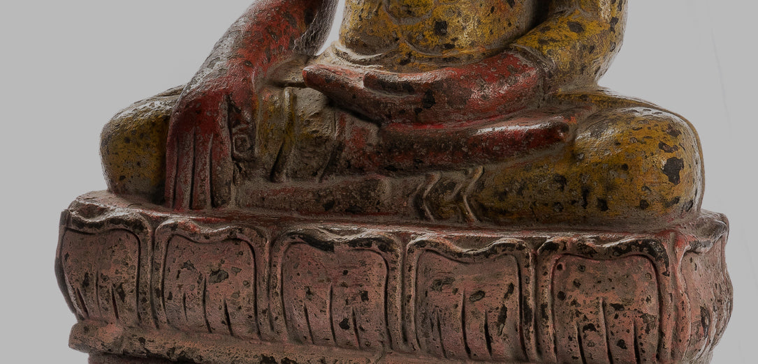 Buddha Statue - Antique Khmer Style SE Asia Wood Enlightenment Buddha Statue - 66cm/26"