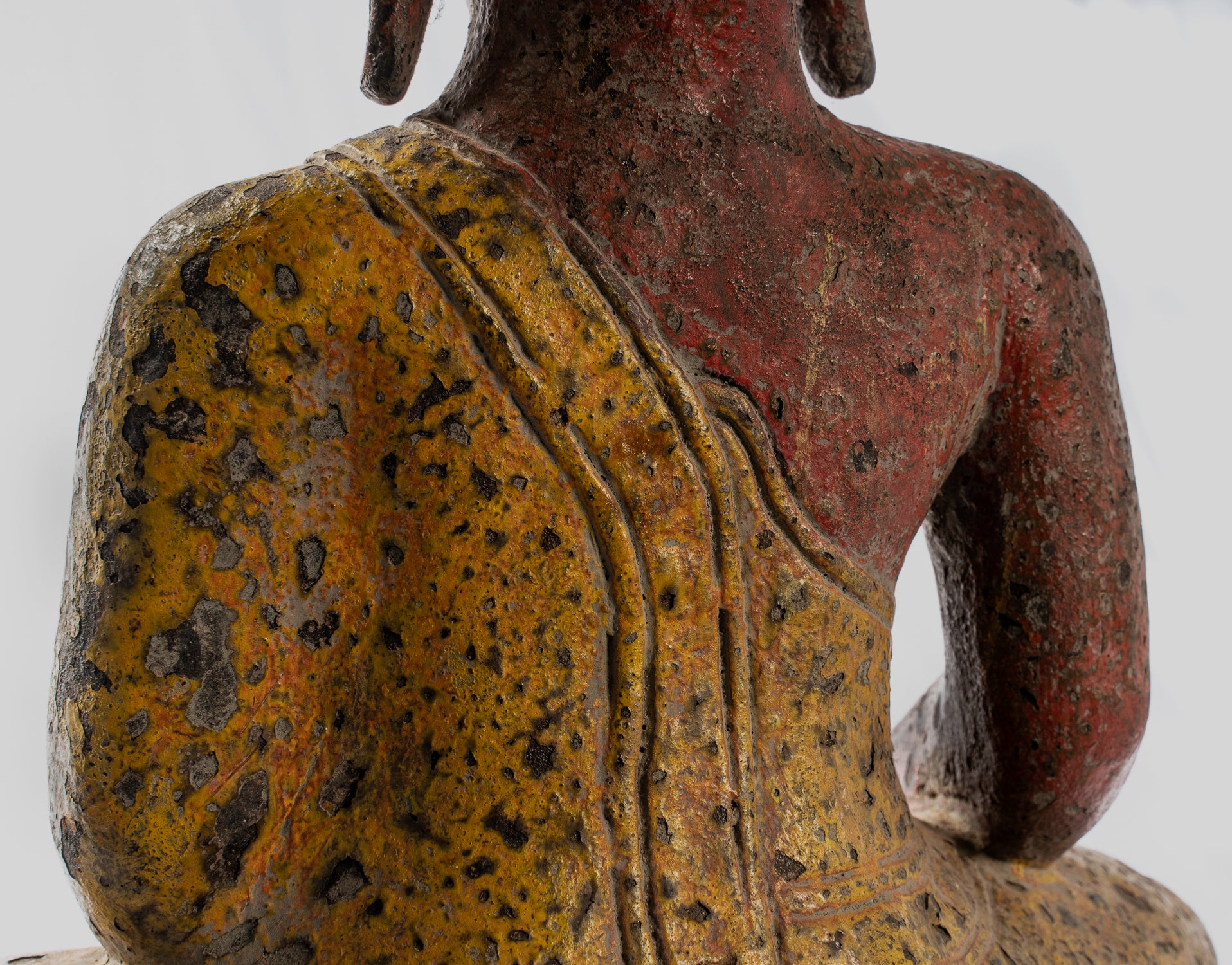 Buddha Statue - Antique Khmer Style SE Asia Wood Enlightenment Buddha Statue - 66cm/26"