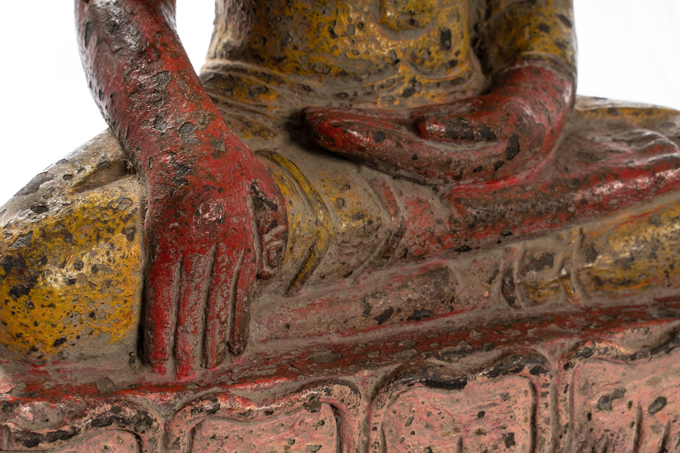 Buddha Statue - Antique Khmer Style SE Asia Wood Enlightenment Buddha Statue - 66cm/26"