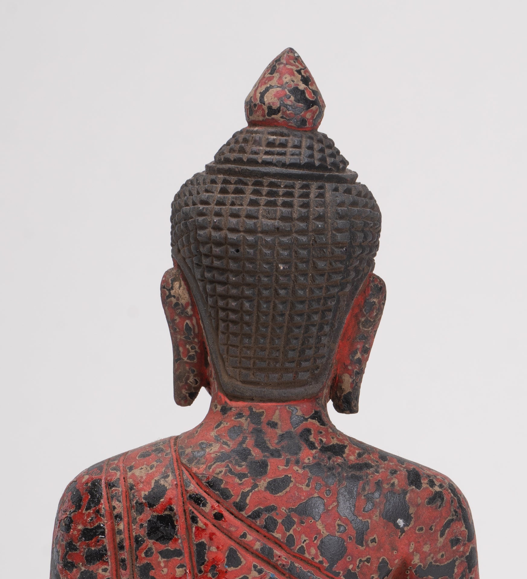 Antique Khmer Style Seated Wood Buddha Statue Teaching Mudra - 19cm/8"