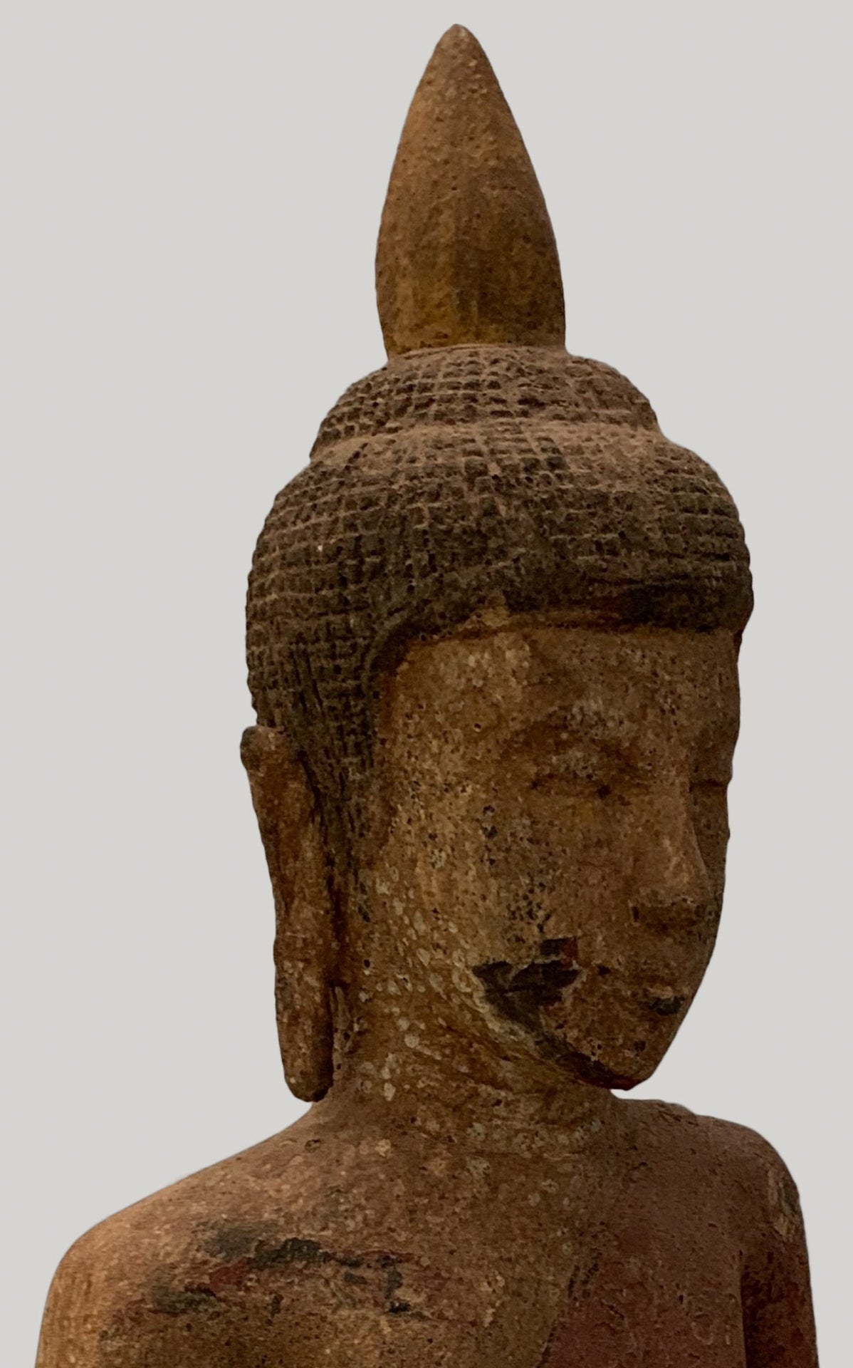 Buddha Statue - Antique Khmer Style SE Asia Wood Meditation Buddha Statue - 56cm/22"