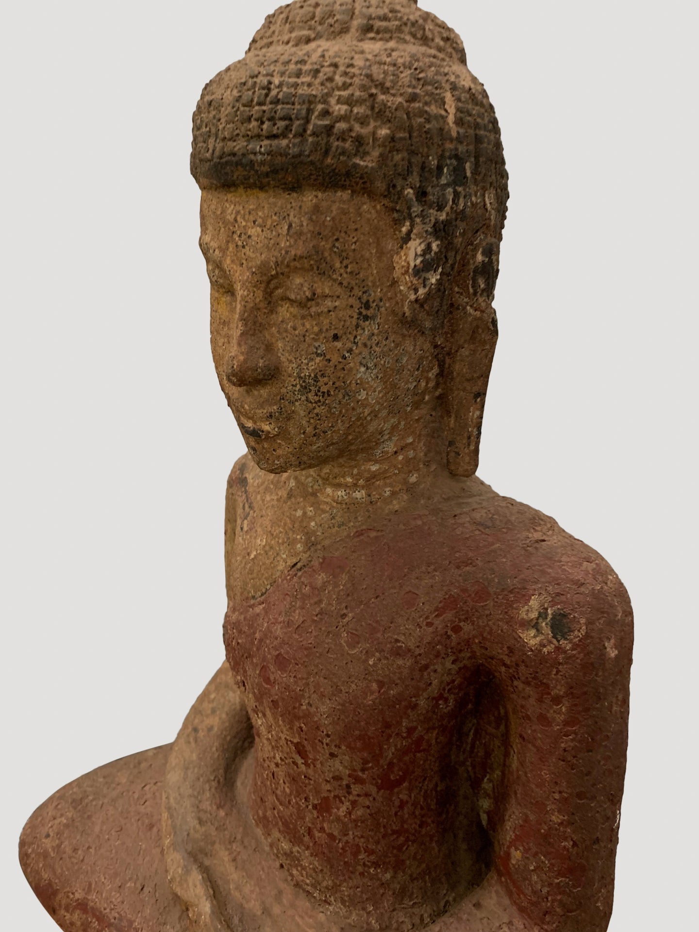 Buddha Statue - Antique Khmer Style SE Asia Wood Meditation Buddha Statue - 56cm/22"