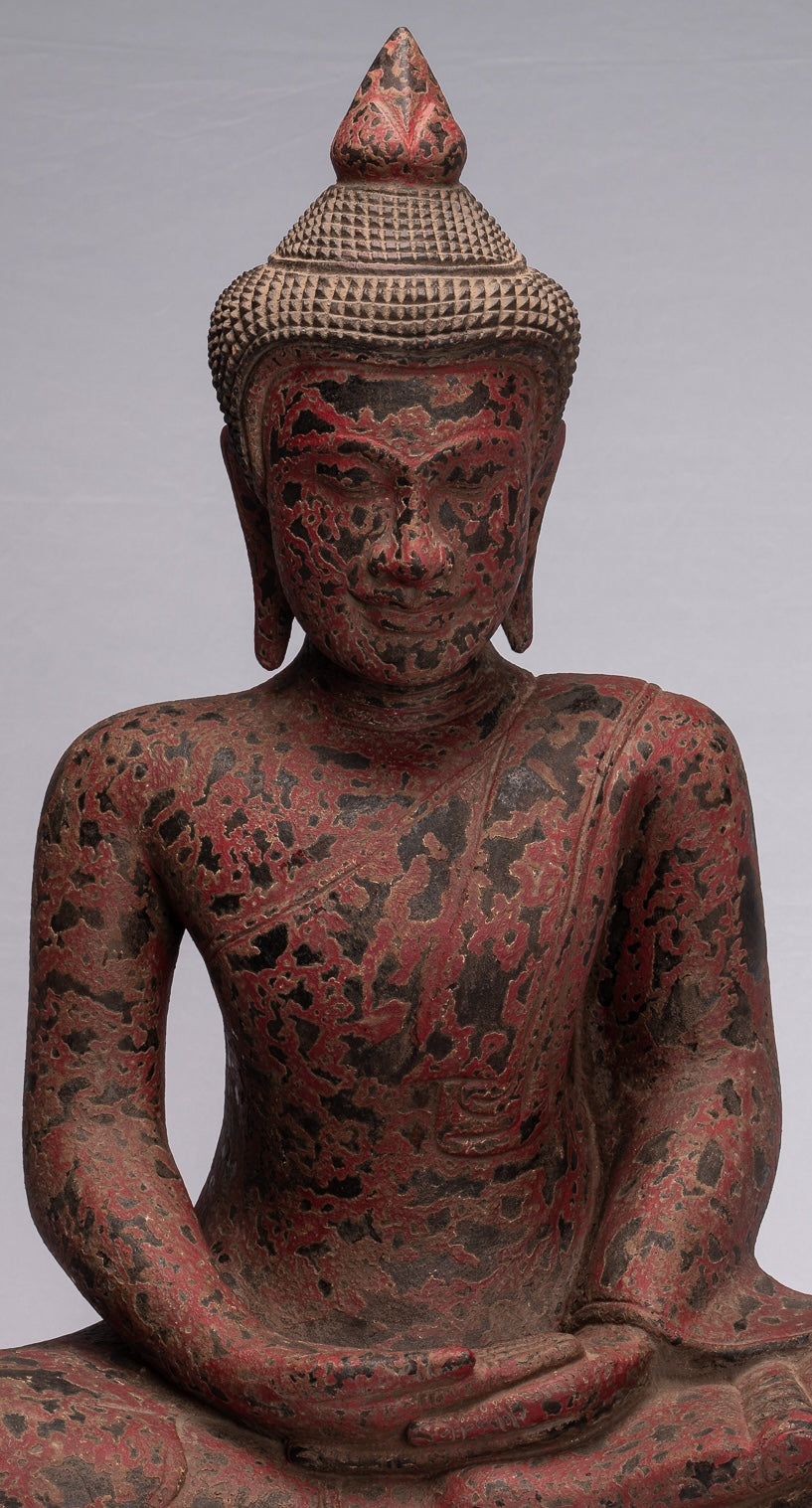 Escultura de Buda - Estatua de Buda de Madera Antigua de estilo jemer Meditación Mudra - 66 cm/26 "