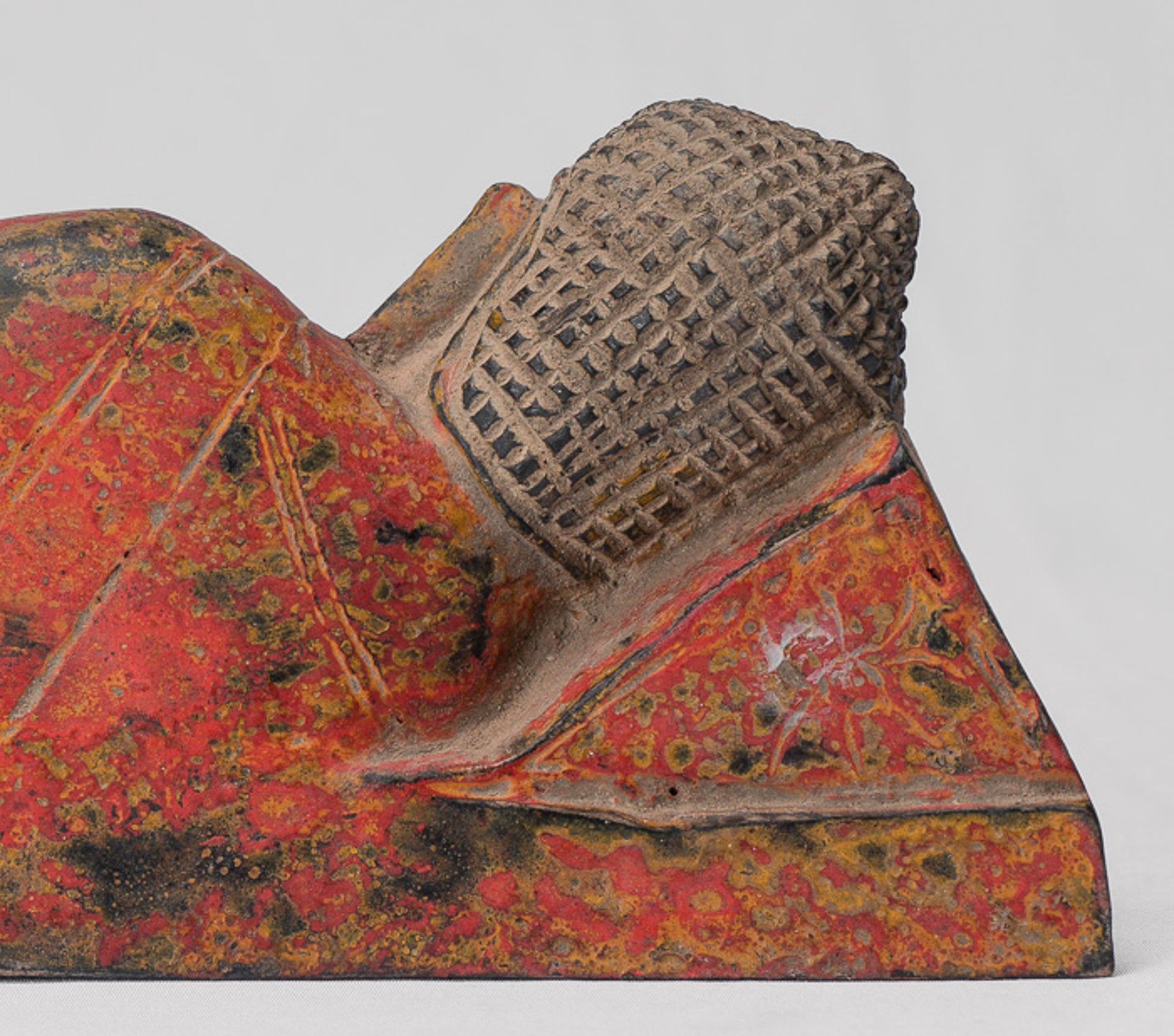 Buddha Statue - Antique Thai Style Wood Reclining Nirvana Buddha Statue - 30cm/12" Long