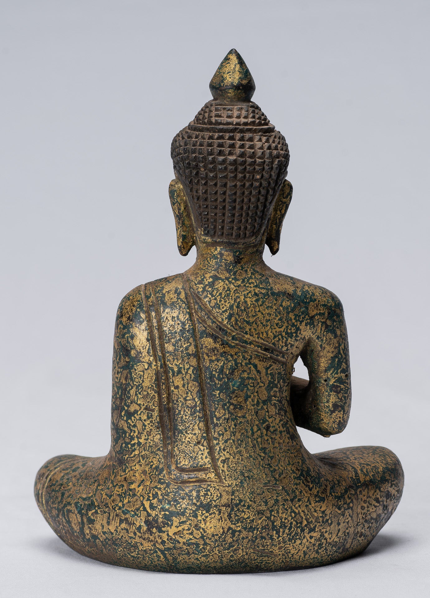 Escultura de Buda - Buda - Estatua de buda de madera de estilo jemer antiguo de estilo jemer enseñando mudra - 21 cm/8 "