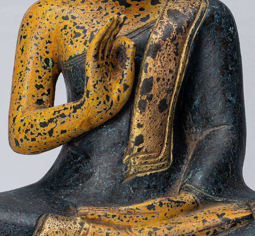 Buddha Sculpture - Buddha - Antique Khmer Style seduto Buddha Statue Teaching Mudra - 40 cm/16 "