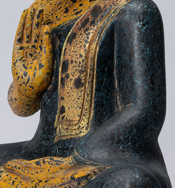 Buddha Sculpture - Buddha - Antique Khmer Style seduto Buddha Statue Teaching Mudra - 40 cm/16 "