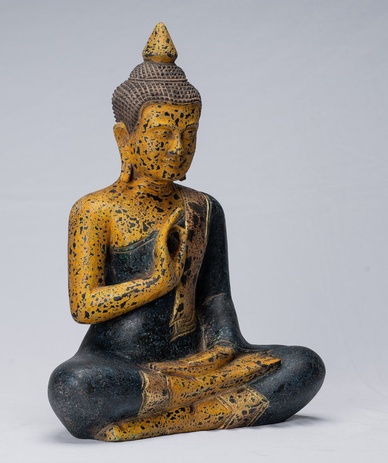 Buddha Sculpture - Buddha - Antique Khmer Style seduto Buddha Statue Teaching Mudra - 40 cm/16 "