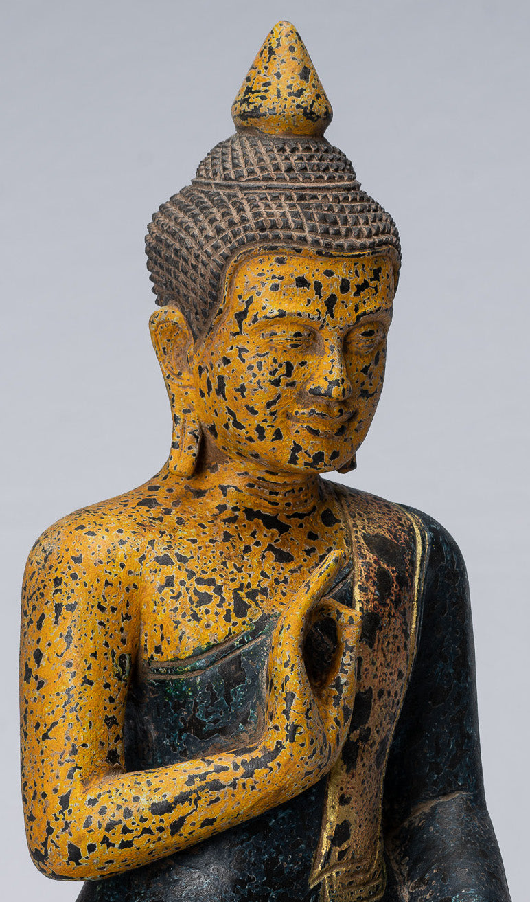 Buddha Sculpture - Buddha - Antique Khmer Style seduto Buddha Statue Teaching Mudra - 40 cm/16 "