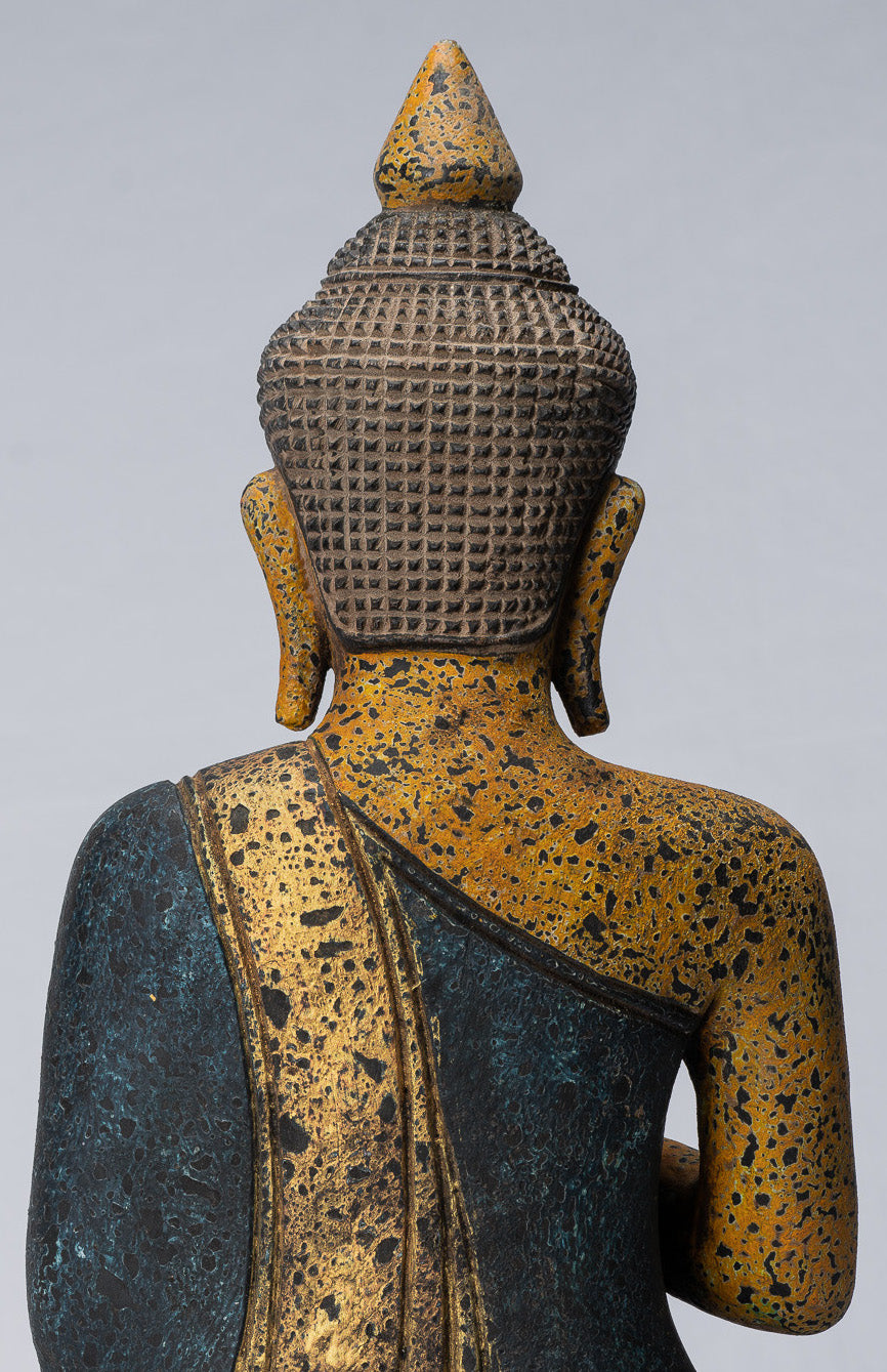 Buddha Sculpture - Buddha - Antique Khmer Style seduto Buddha Statue Teaching Mudra - 40 cm/16 "