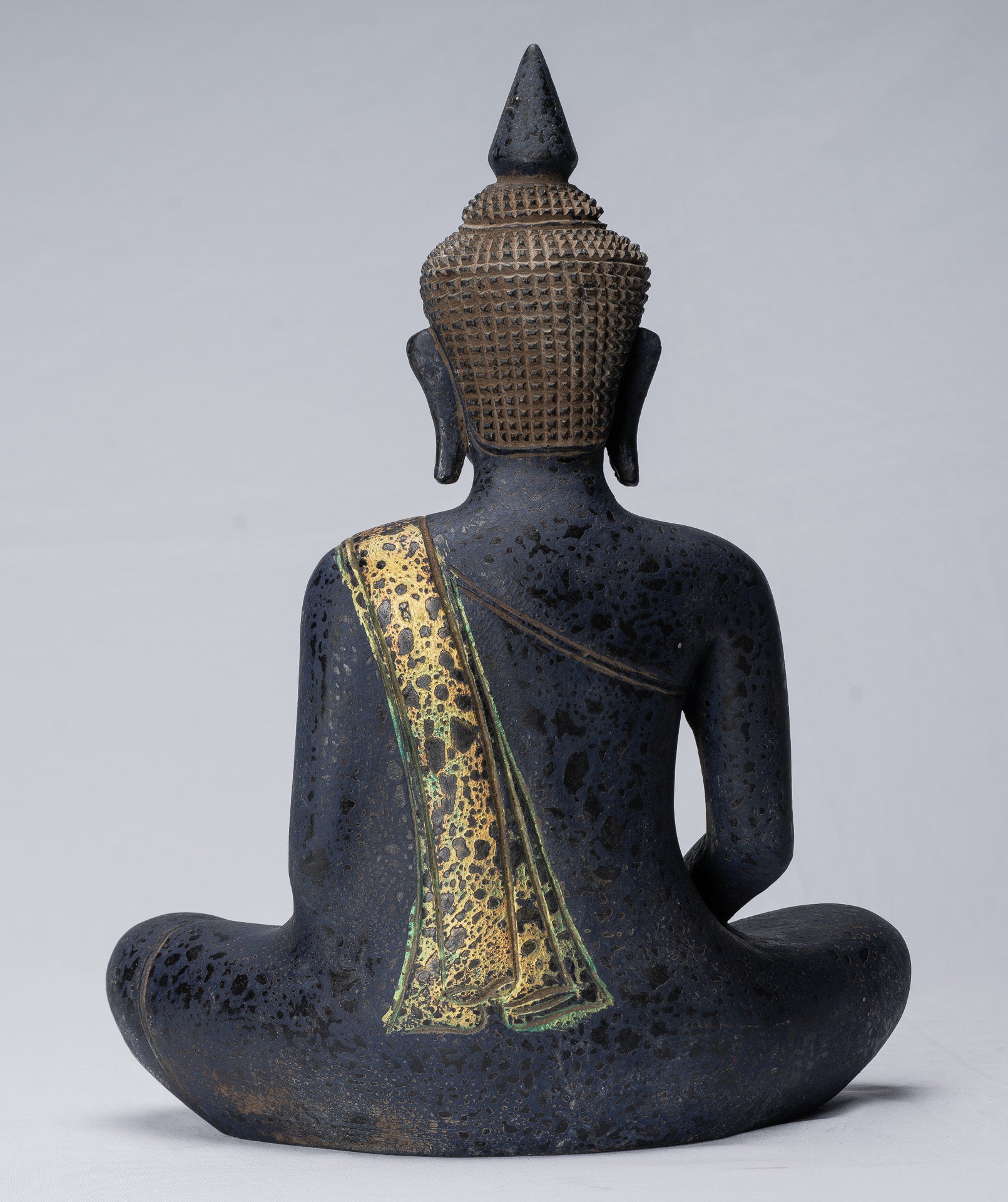 Buddha Sculpture - Antique Khmer in stile Khmer Seduto Buddha Statue Dhyana Meditation Mudra - 40 cm/16 "