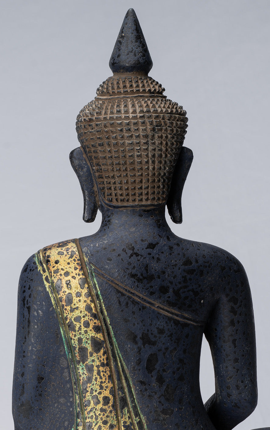 Buddha Sculpture - Antique Khmer in stile Khmer Seduto Buddha Statue Dhyana Meditation Mudra - 40 cm/16 "