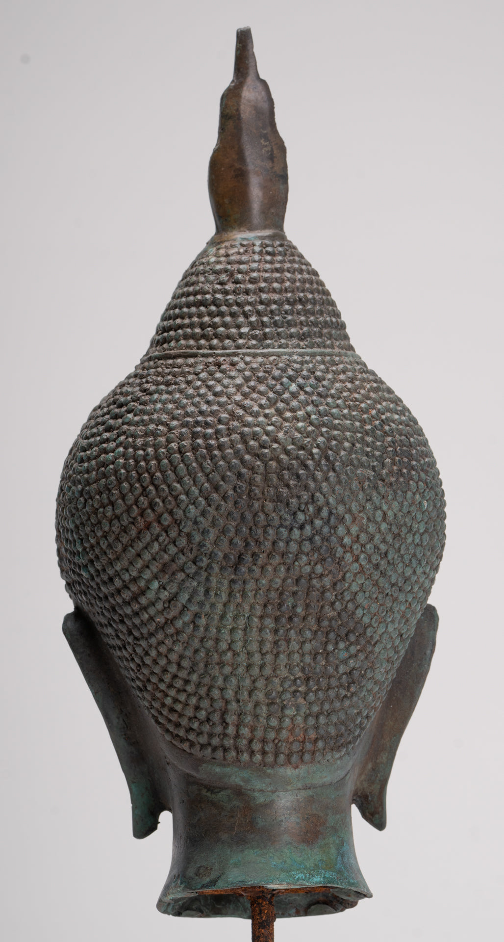 Buddha Head - Antique Thai Style Sukhothai Mounted Bronze Buddha Head - 39cm/16"