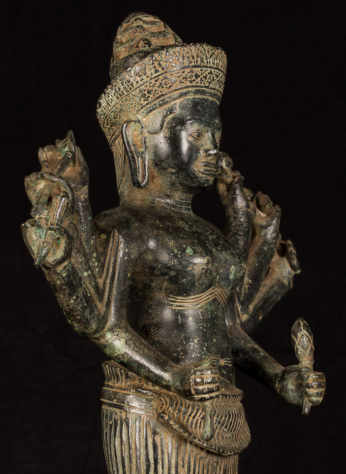 Antique Khmer Style Koh Ker Durga Mahishasuramardini Statue- 54cm/22 "