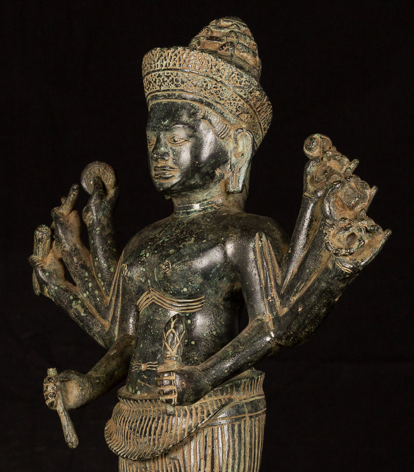 Antique Khmer Style Koh Ker Durga Mahishasuramardini Statue- 54cm/22 "