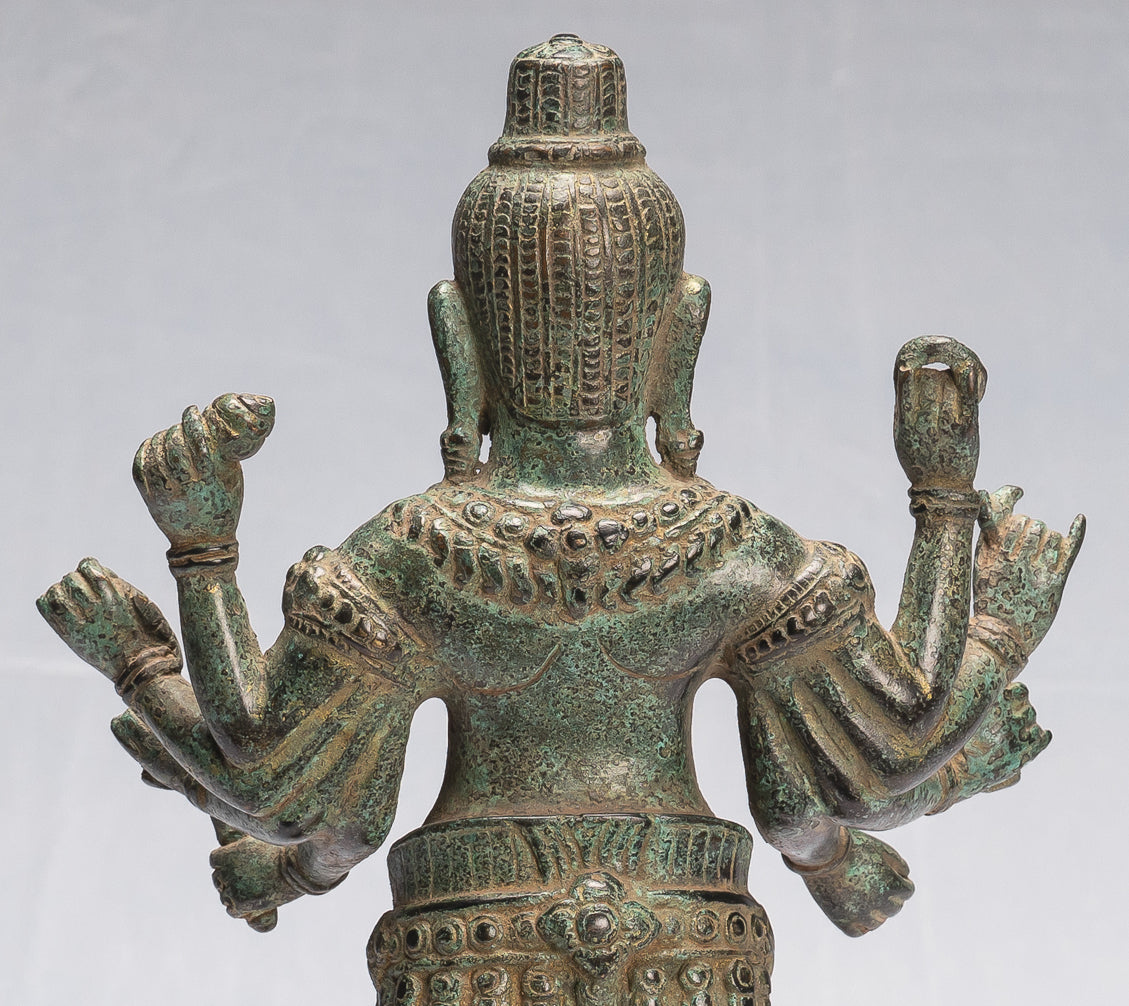 Antike Lokeshvara-Statue aus Bronze im Khmer-Stil im Angkor Wat-Stil – 37 cm.