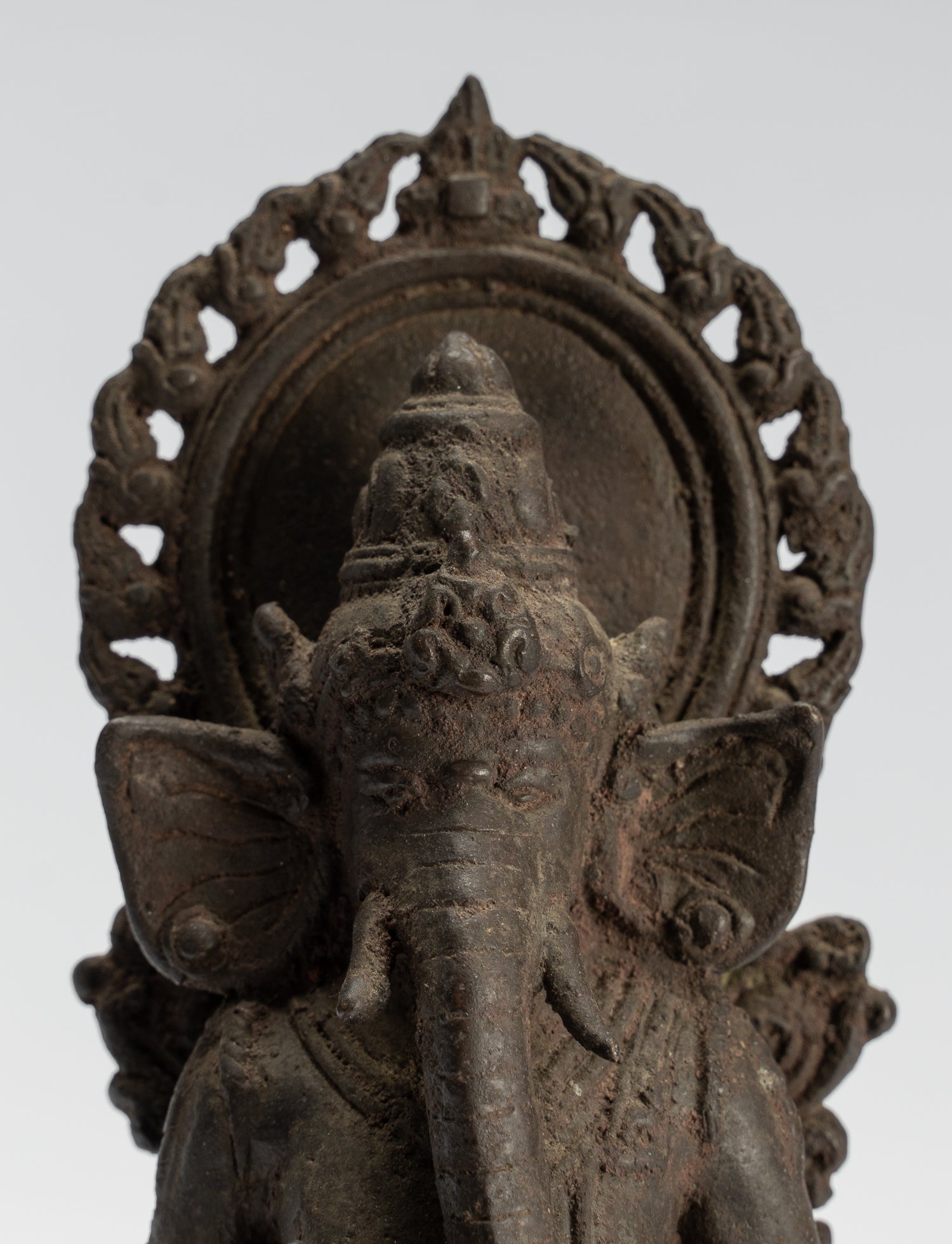 Statua Ganesha - Antique Statue Ganesha in stile giavanese in bronzo indonesiano - 18 cm/7 "