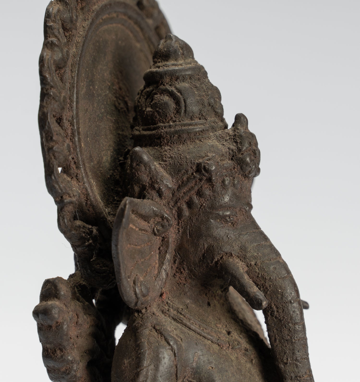 Statua Ganesha - Antique Statue Ganesha in stile giavanese in bronzo indonesiano - 18 cm/7 "