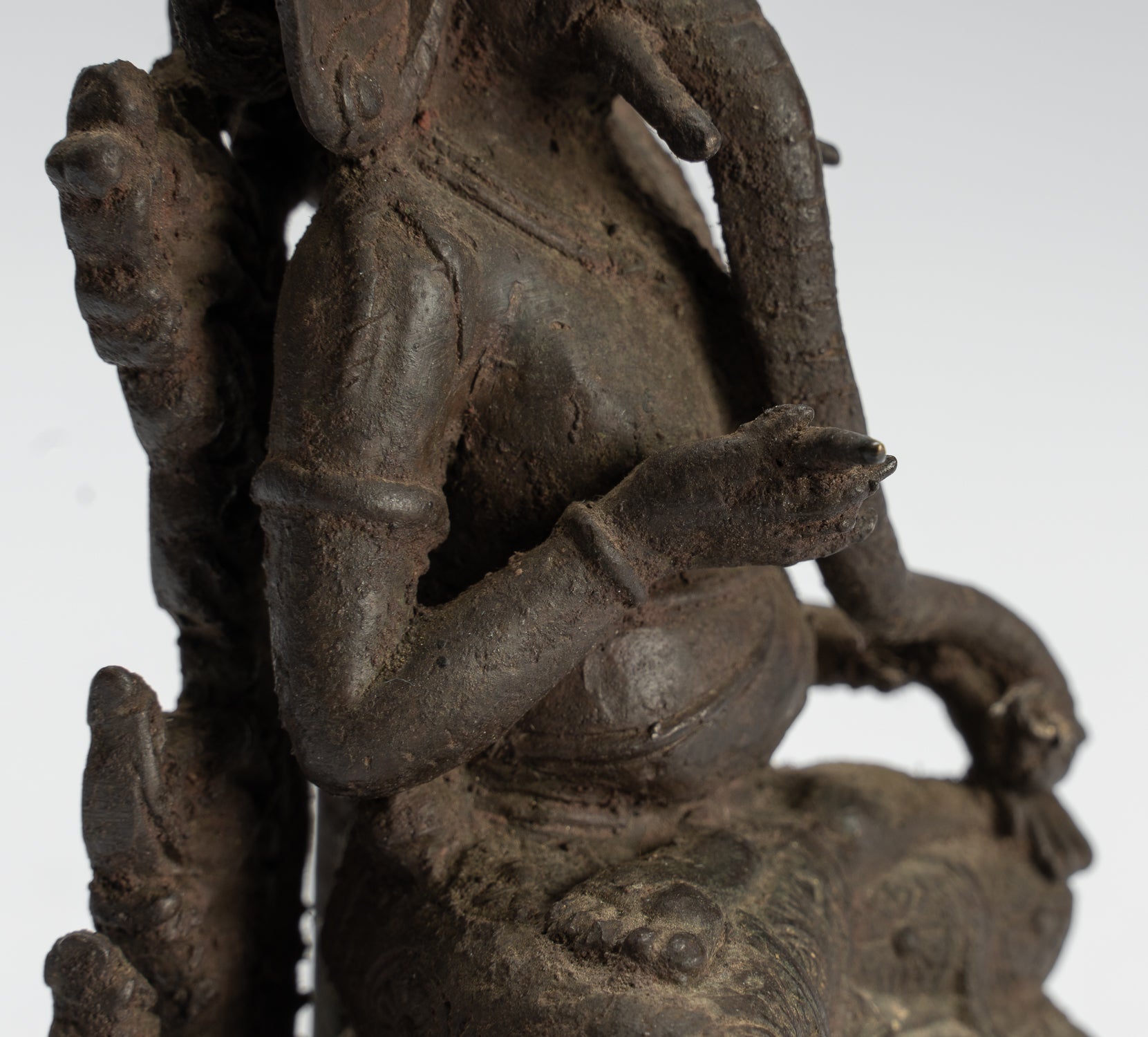 Statua Ganesha - Antique Statue Ganesha in stile giavanese in bronzo indonesiano - 18 cm/7 "
