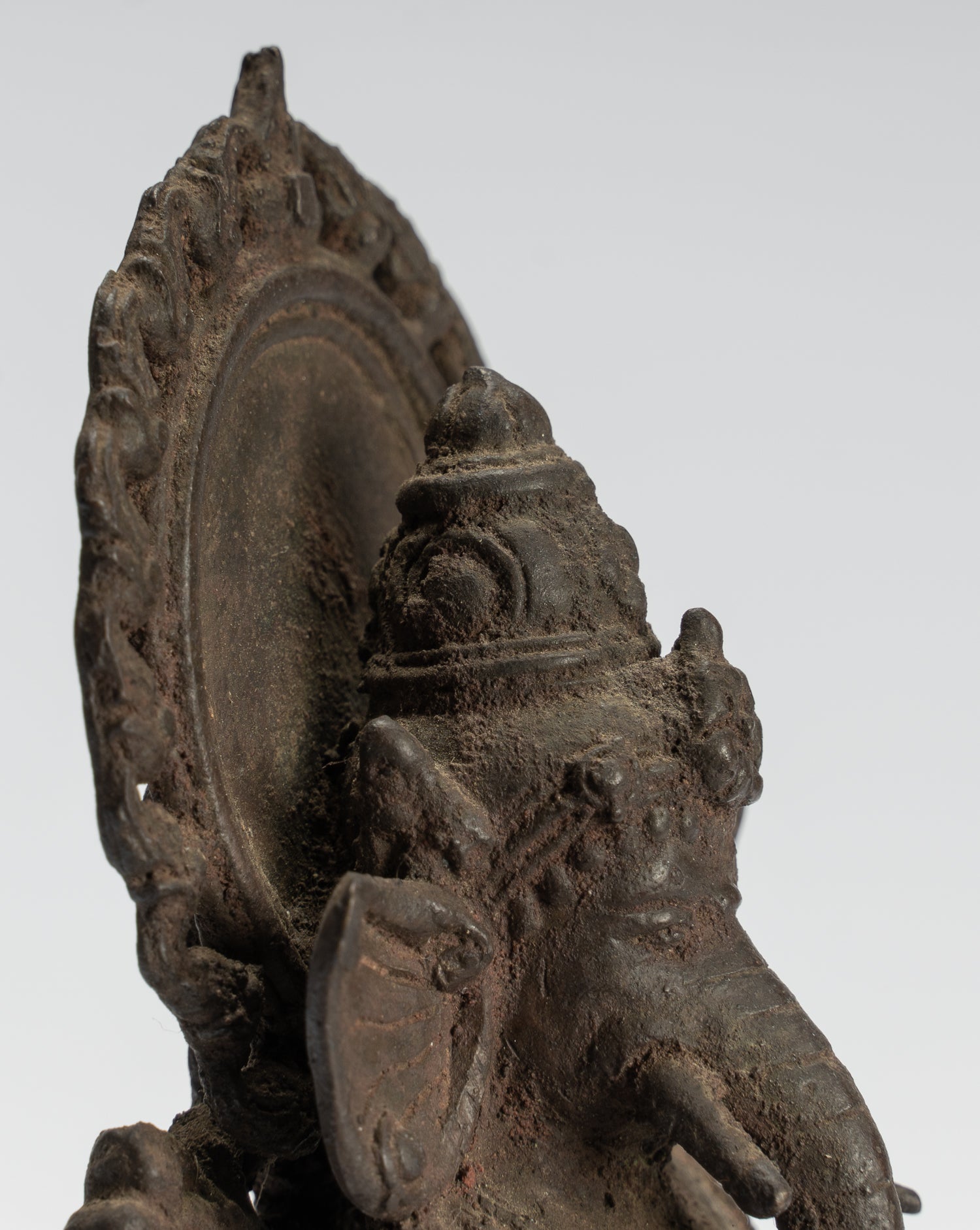 Statua Ganesha - Antique Statue Ganesha in stile giavanese in bronzo indonesiano - 18 cm/7 "