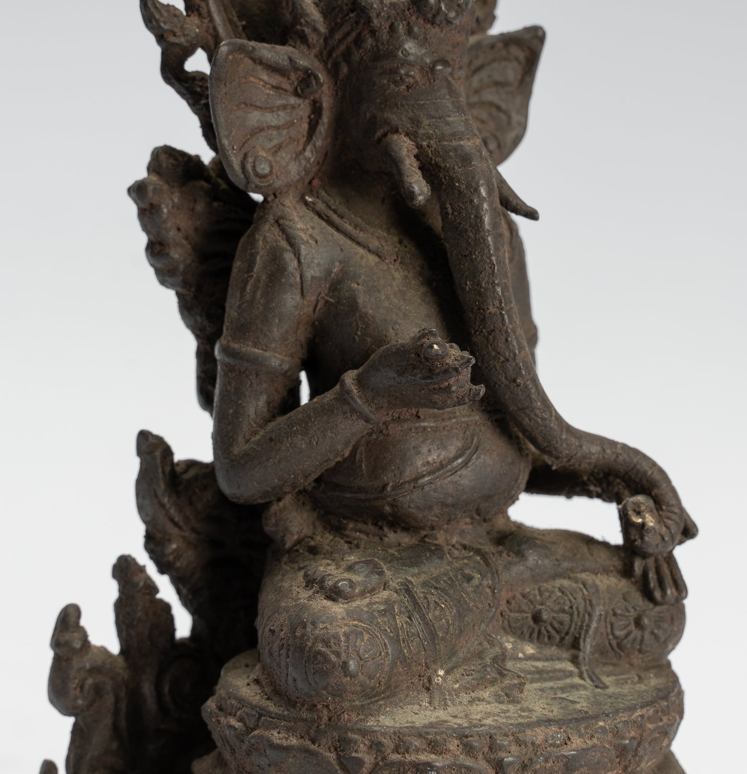 Statua Ganesha - Antique Statue Ganesha in stile giavanese in bronzo indonesiano - 18 cm/7 "