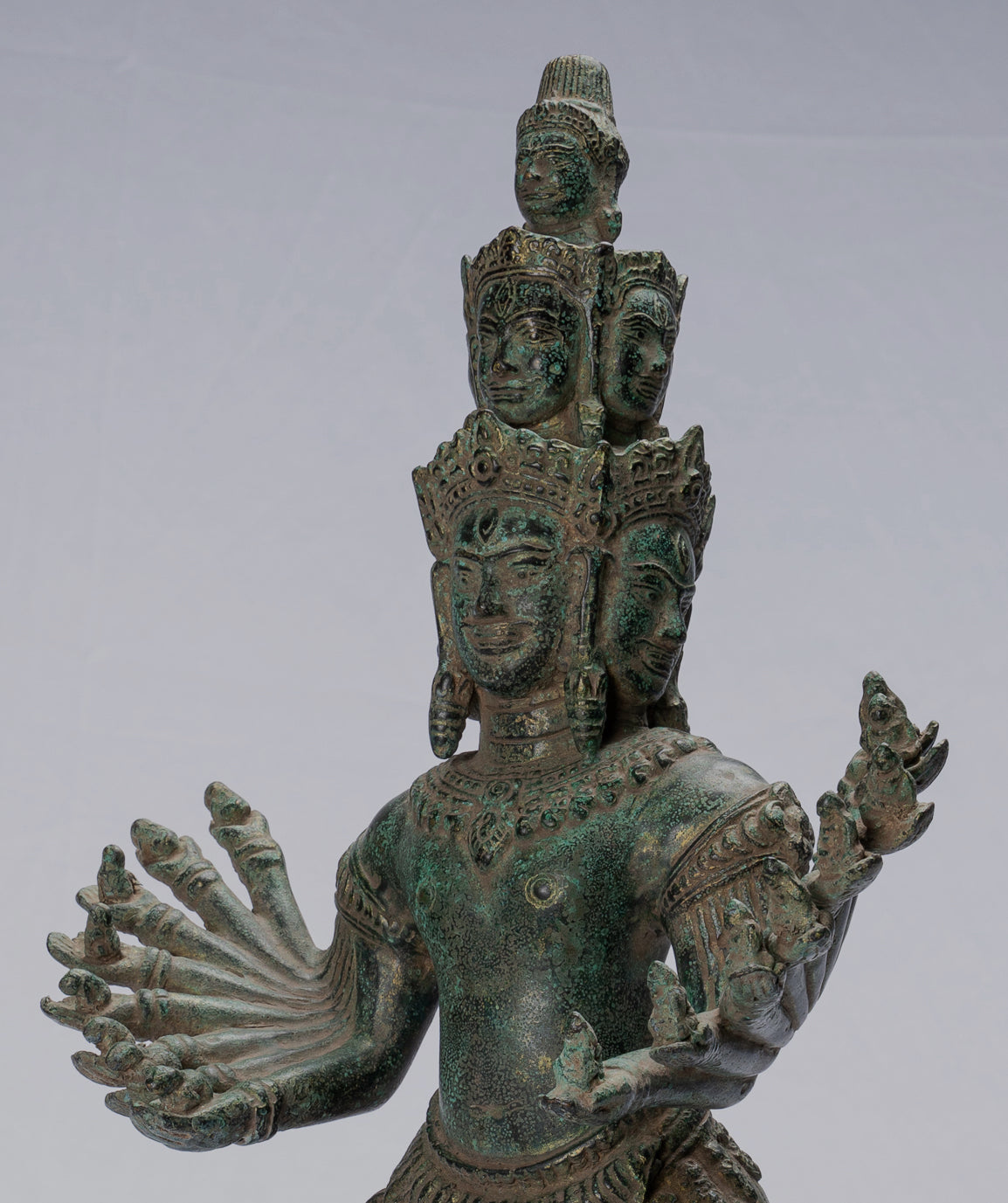 Antique Khmer Style Standing Bronze Angkor Wat Hevajra Statue-59cm/24 " Tall