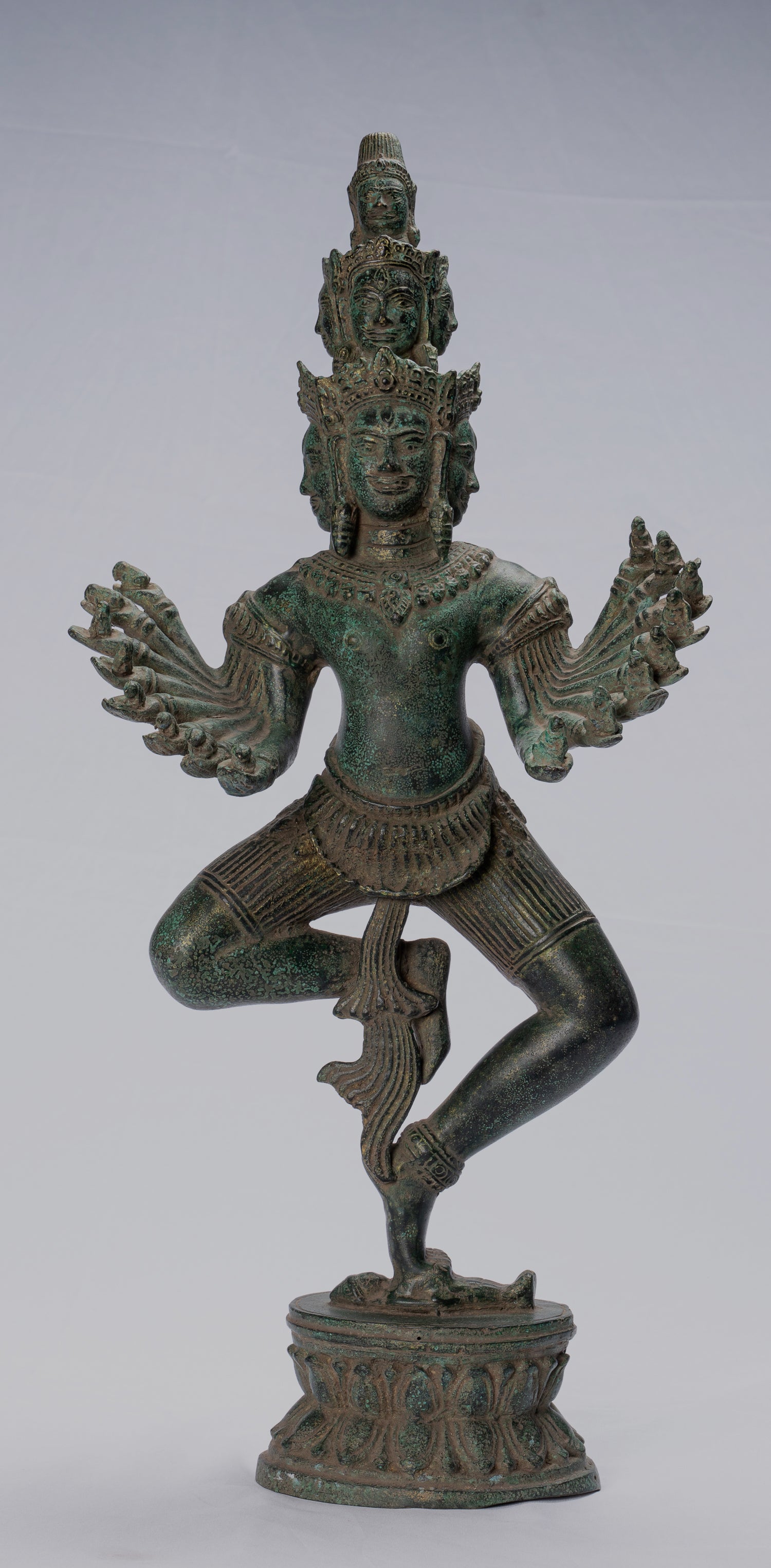 Antique Khmer Style Standing Bronze Angkor Wat Hevajra Statue-59cm/24 " Tall