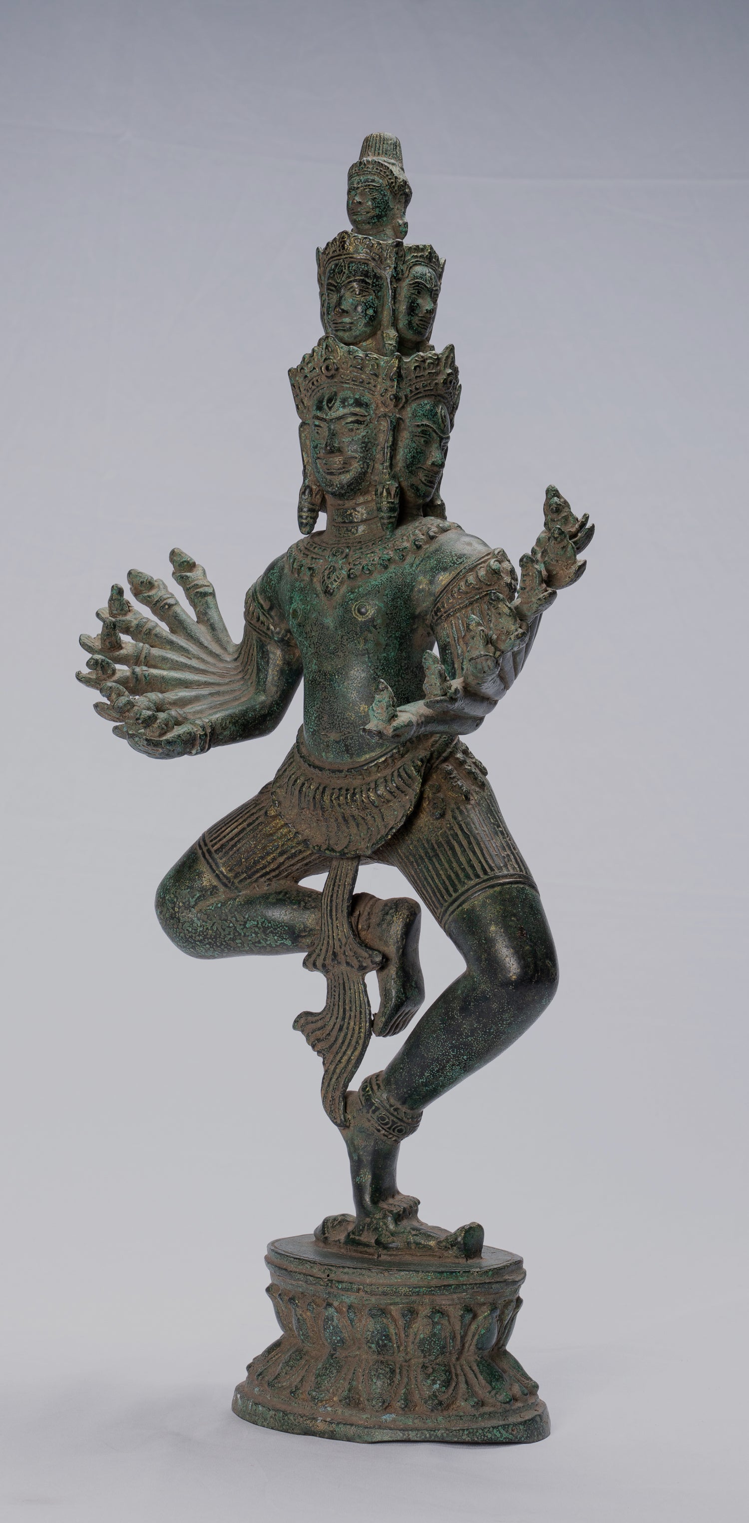 Antique Khmer Style Standing Bronze Angkor Wat Hevajra Statue-59cm/24 " Tall