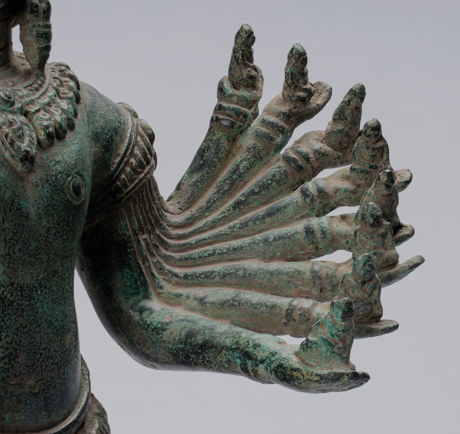 Antique Khmer Style Standing Bronze Angkor Wat Hevajra Statue-59cm/24 " Tall