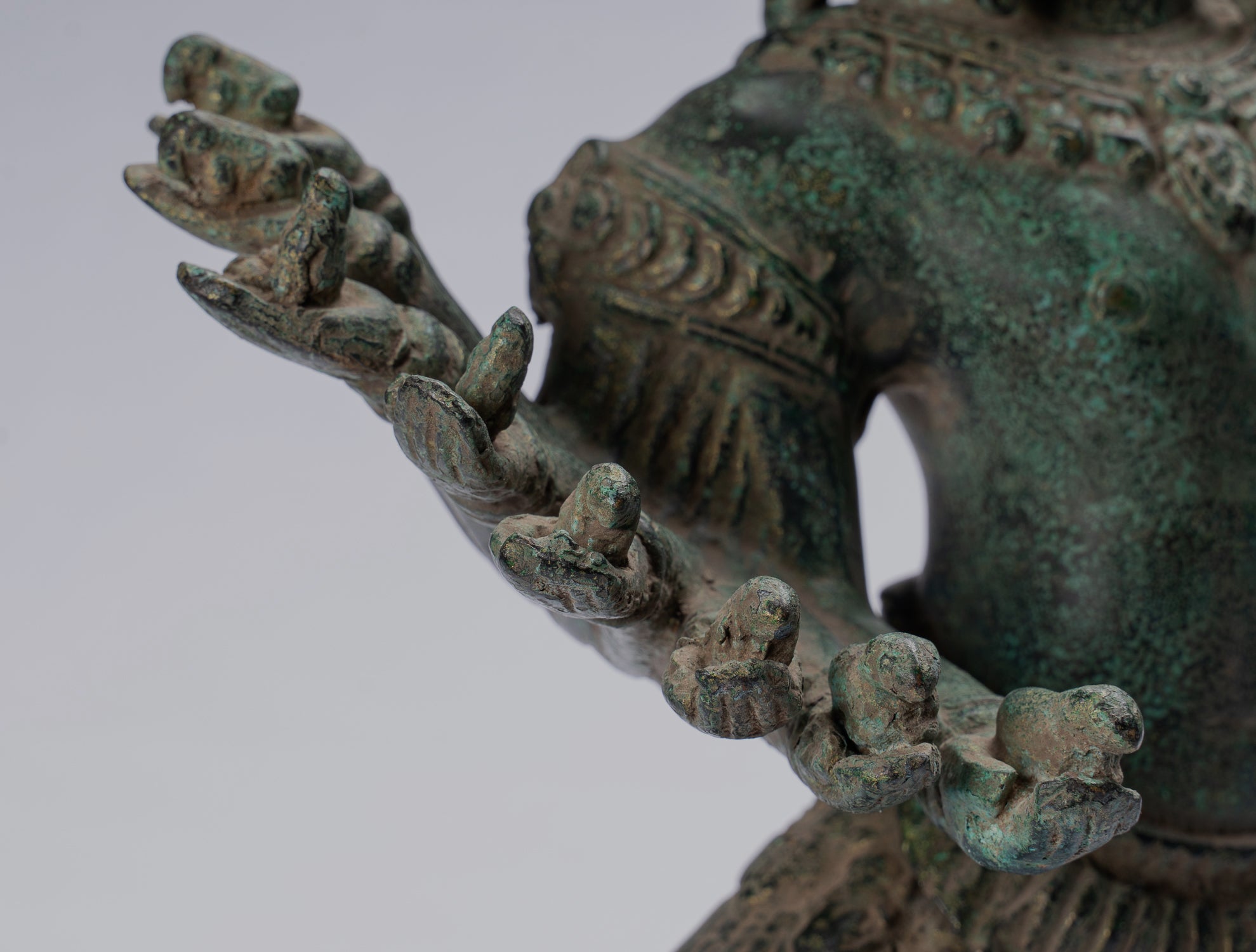 Antique Khmer Style Standing Bronze Angkor Wat Hevajra Statue-59cm/24 " Tall