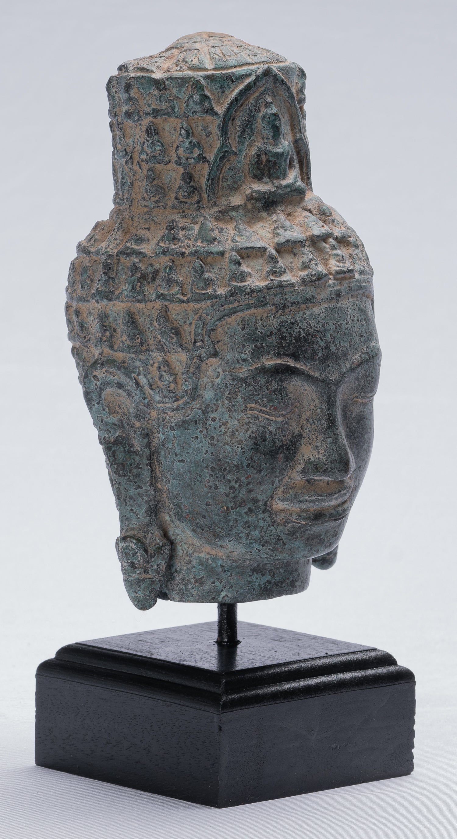 Cabezal de estilo de bayón de bronce antiguo de estilo jemer - 24 cm/10 "