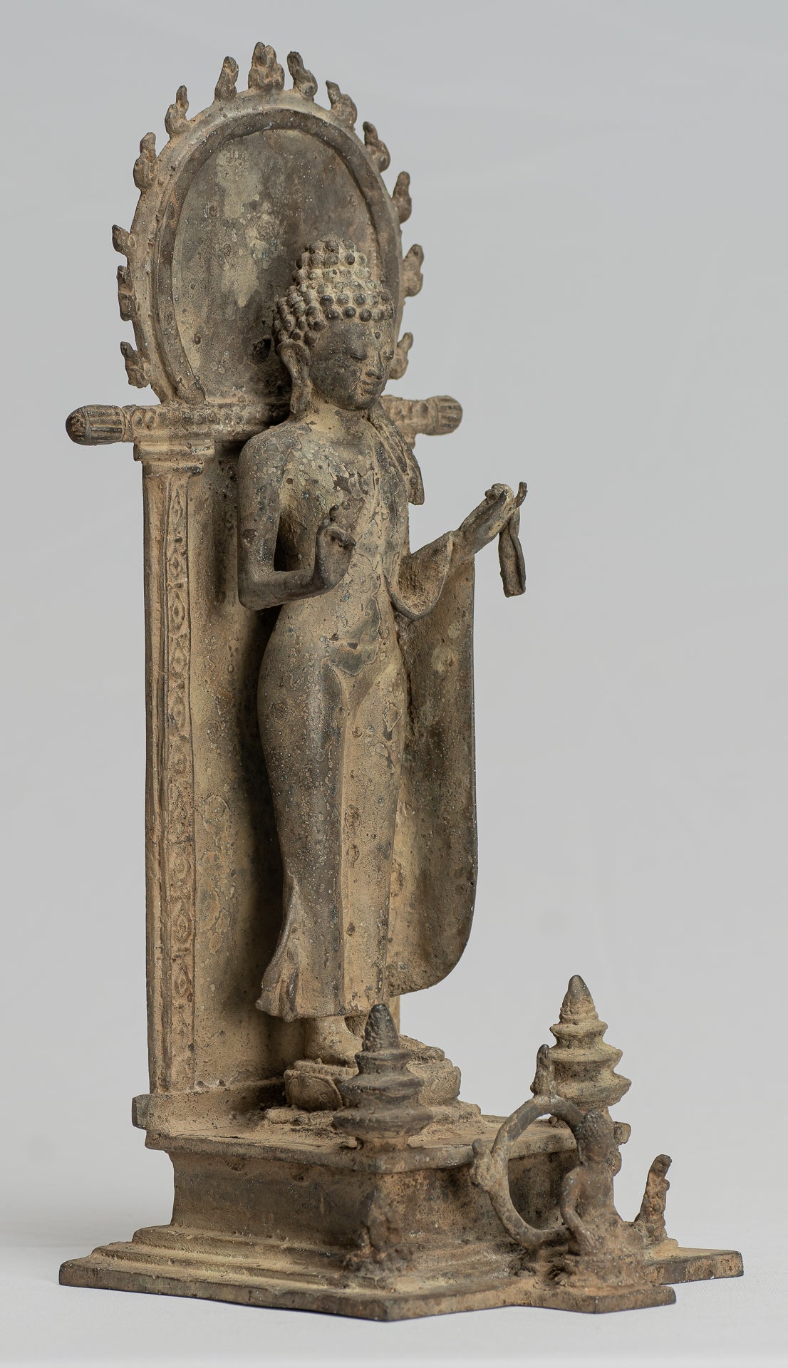 Estatua de Buda - Estilo indonesio antiguo Bronce Javanese enseñanza Buda - 35 cm/14 "