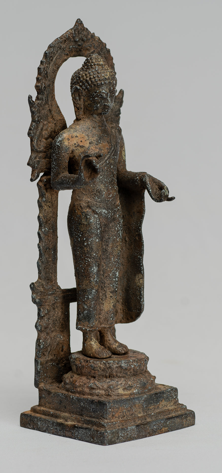 Statua Buddha - Antique stile indonesiano in piedi bronzo giavanese insegnamento Buddha - 23 cm/9 "