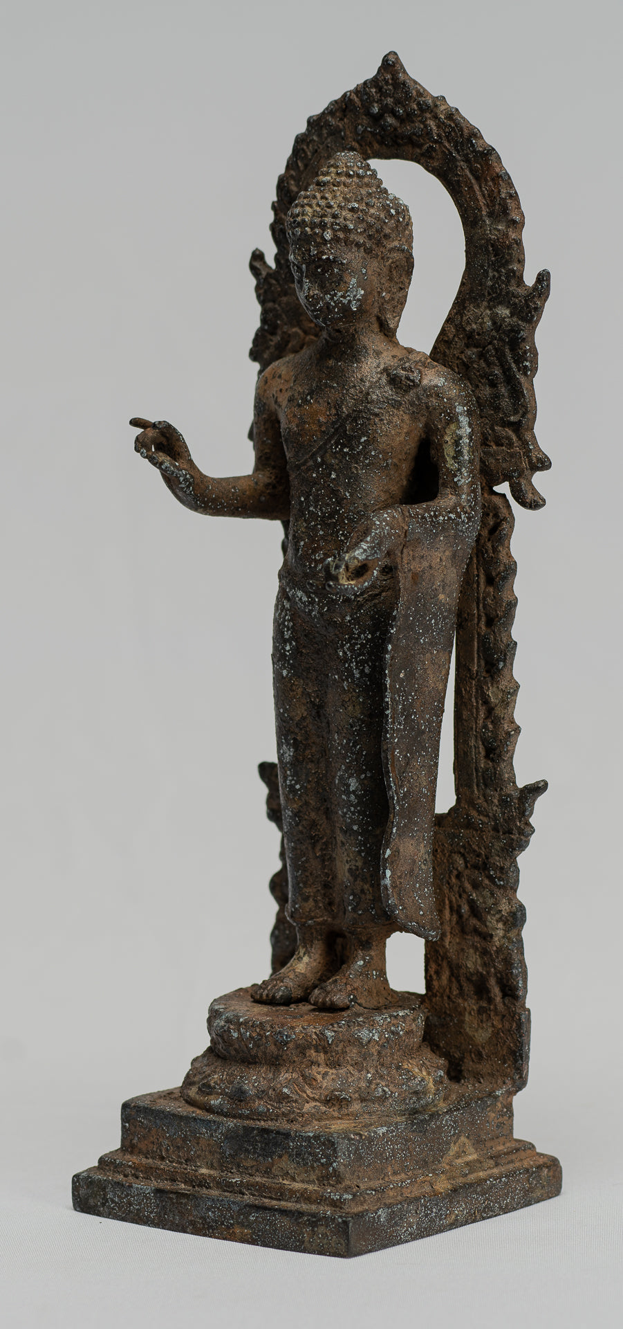 Statua Buddha - Antique stile indonesiano in piedi bronzo giavanese insegnamento Buddha - 23 cm/9 "