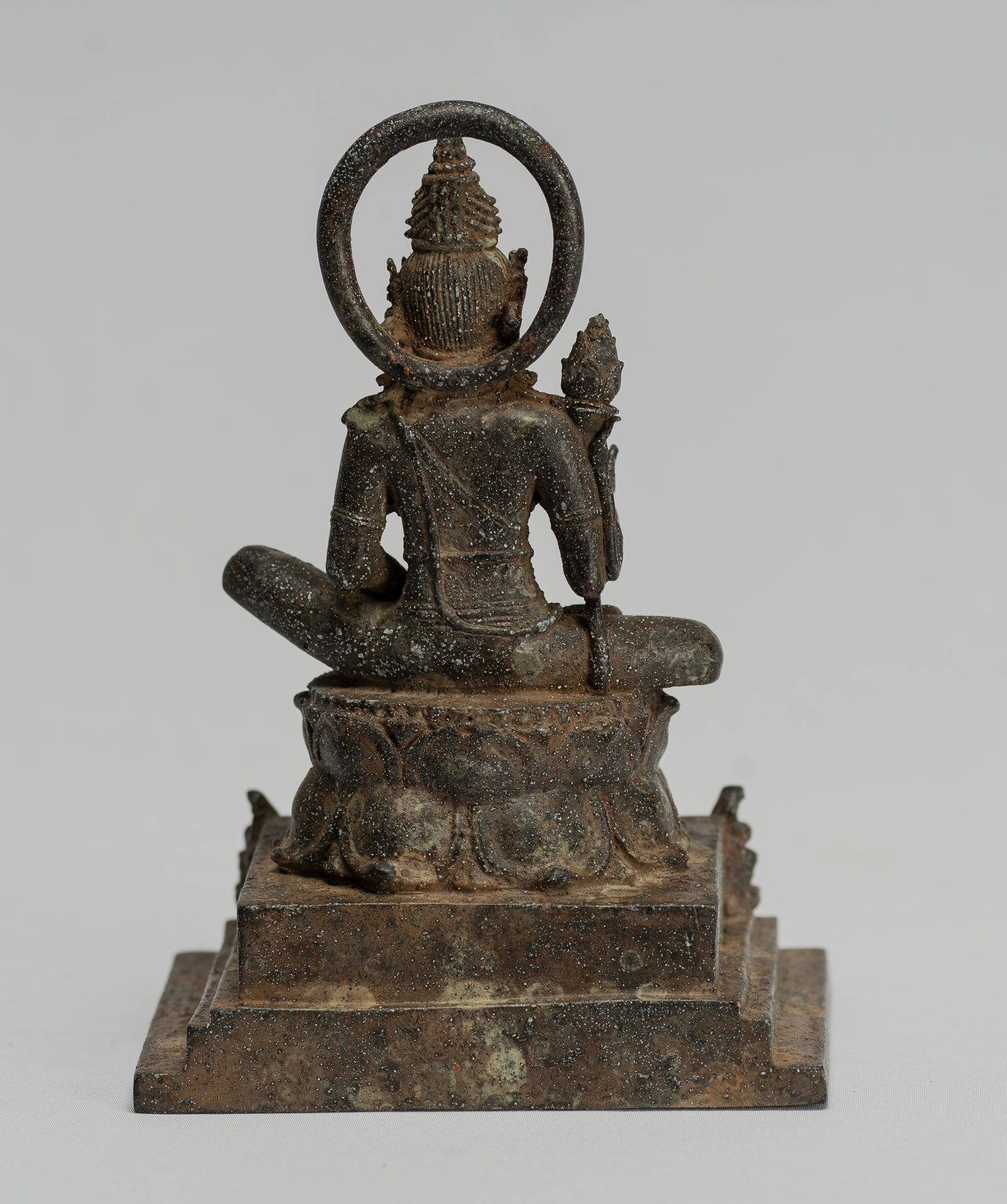 Estatua de Tara - Estatua de Bronce Devi Tara de bronce sentado de Majapahit antiguo de Java - 19cm/8 "