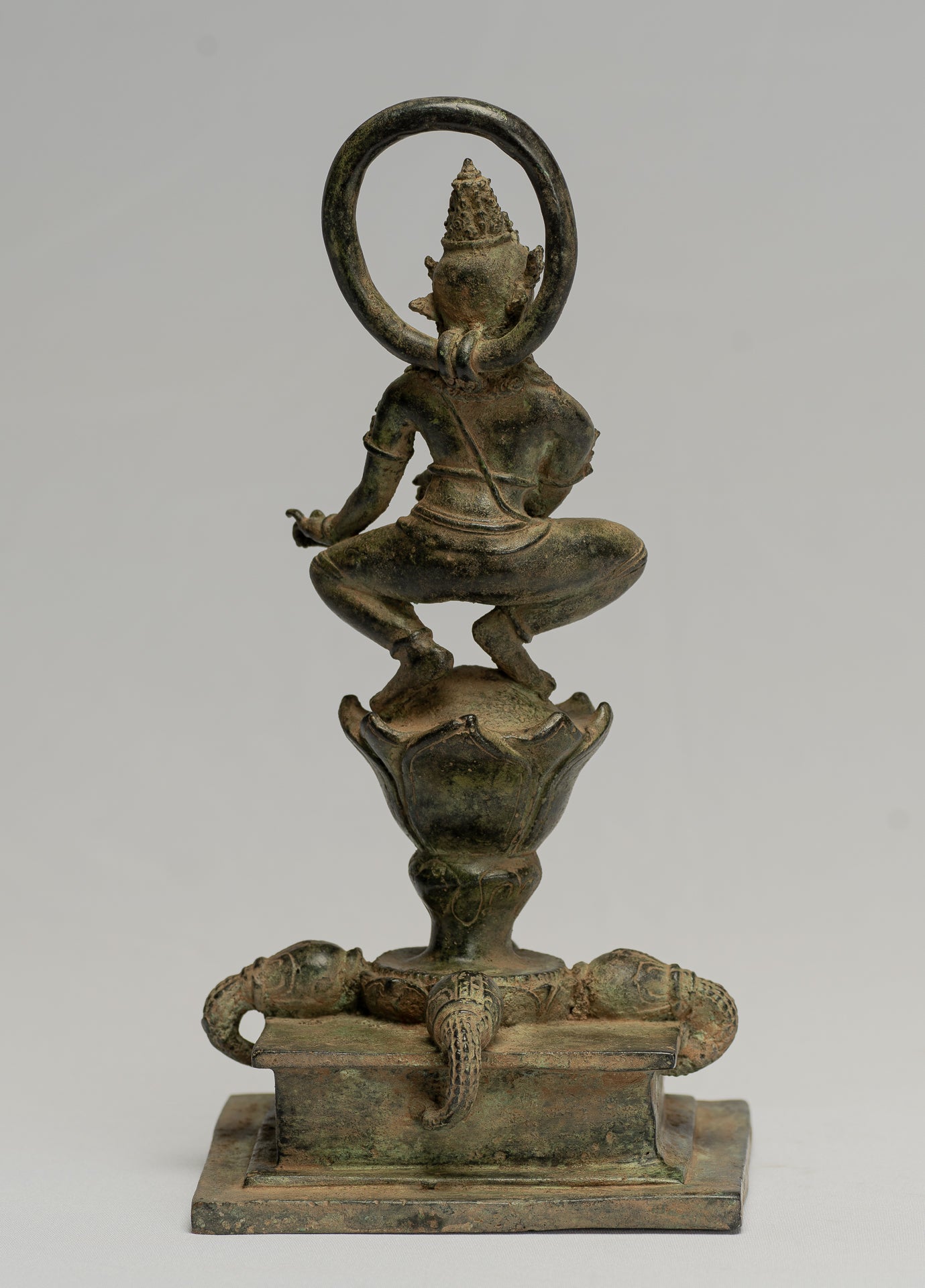 Tara Statue - Antique Java Style Majapahit Seated Bronze Devi Tara Statue - 26cm/10"