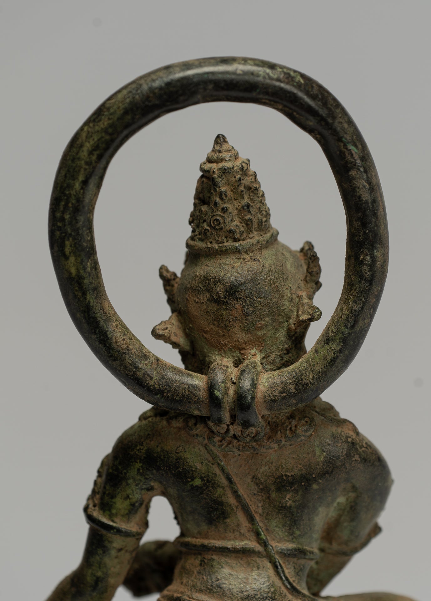 Tara Statue - Antique Java Style Majapahit Seated Bronze Devi Tara Statue - 26cm/10"